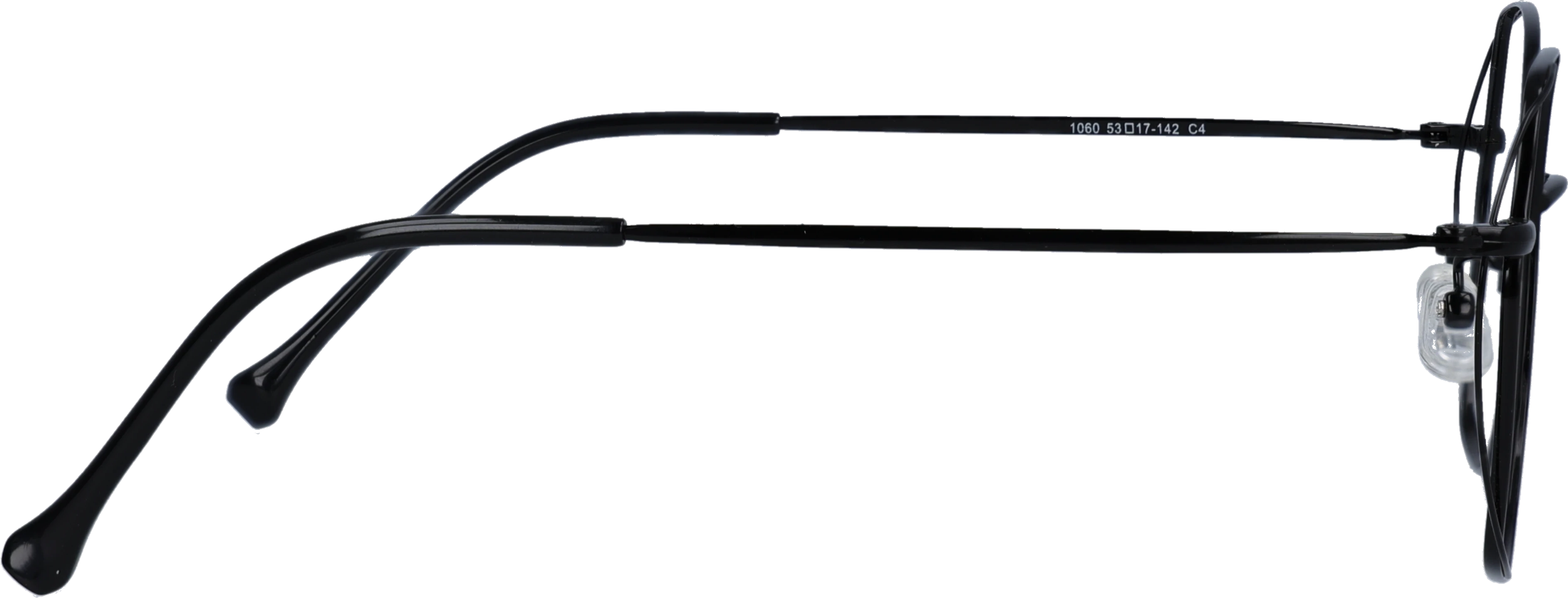 Black Small optical frame side view, highlighting the temples