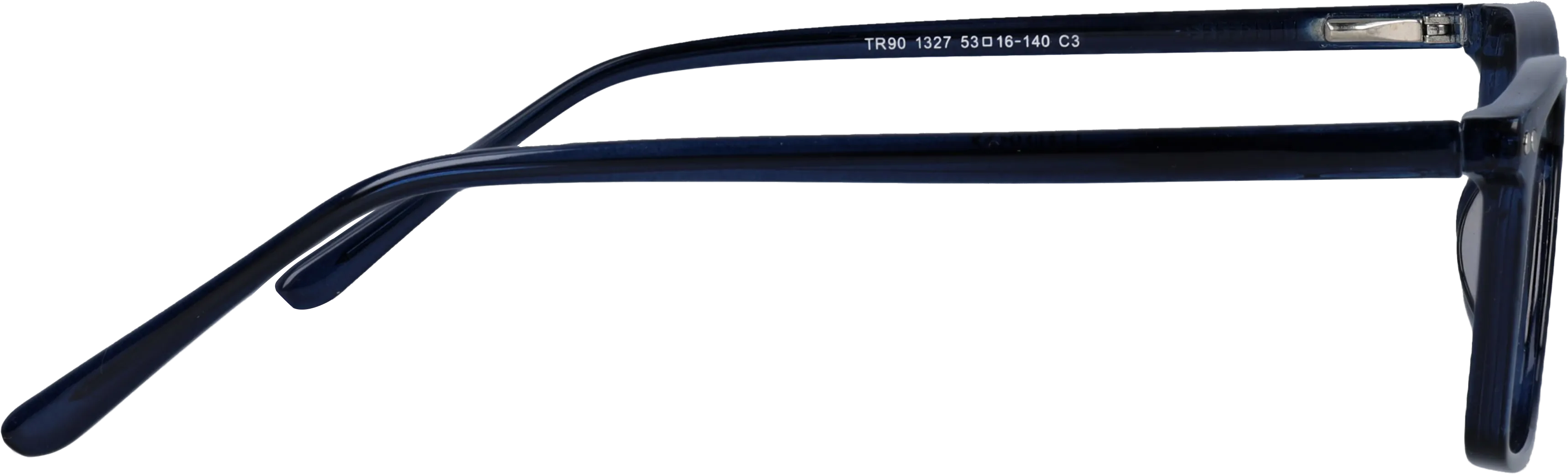 Blue Medium optical frame side view, highlighting the temples