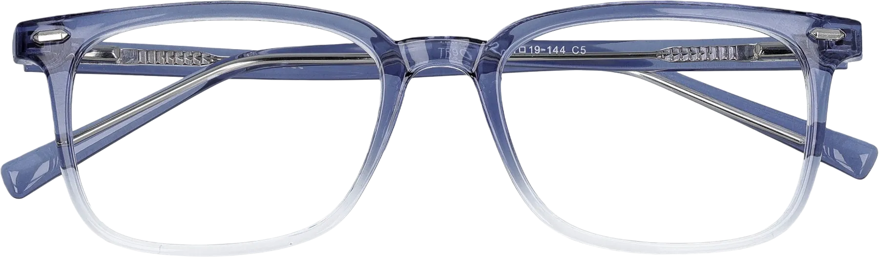 Blue/ Transparent Small optical frame front view close-up