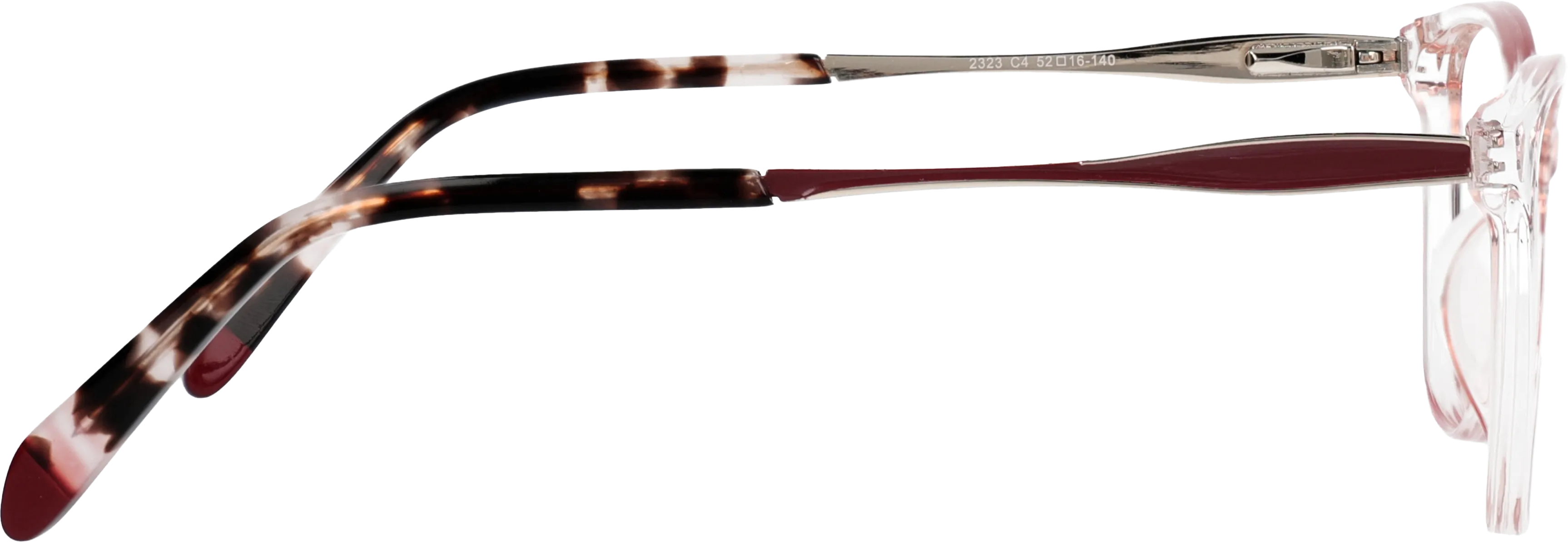 Light Pink Medium optical frame side view, highlighting the temples