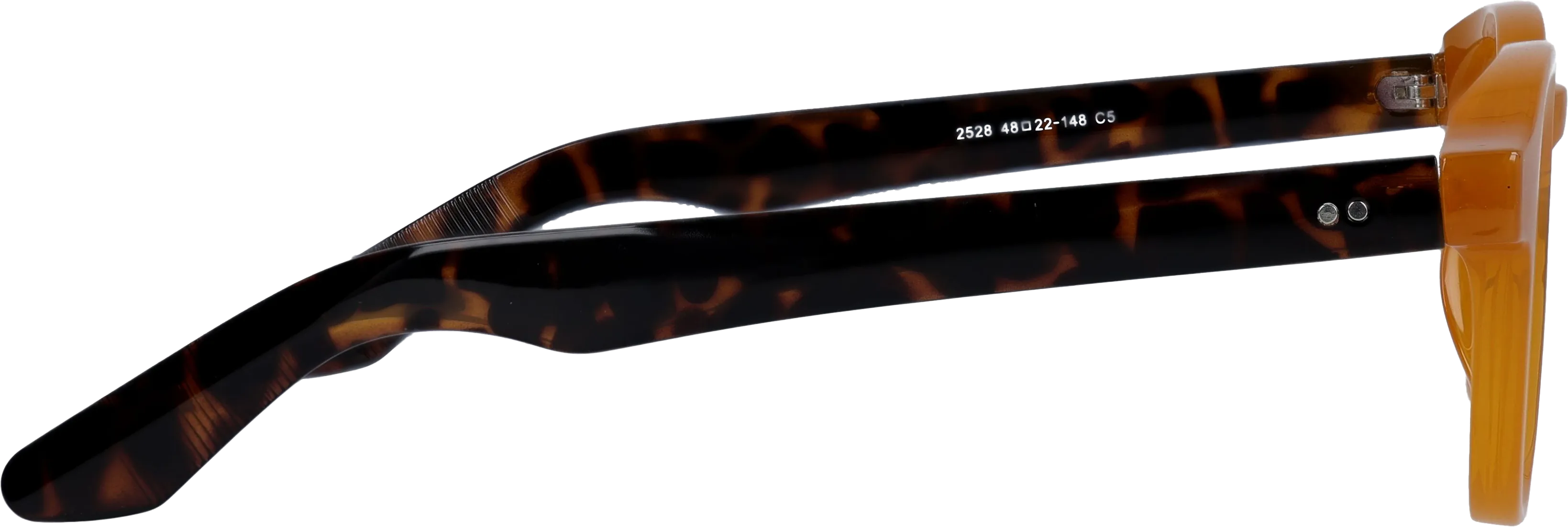 Orange Small optical frame side view, highlighting the temples