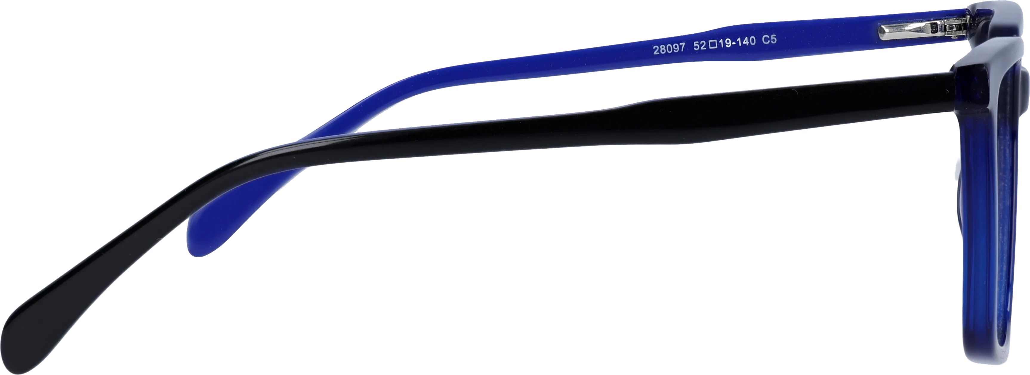 Blue Medium optical frame side view, highlighting the temples