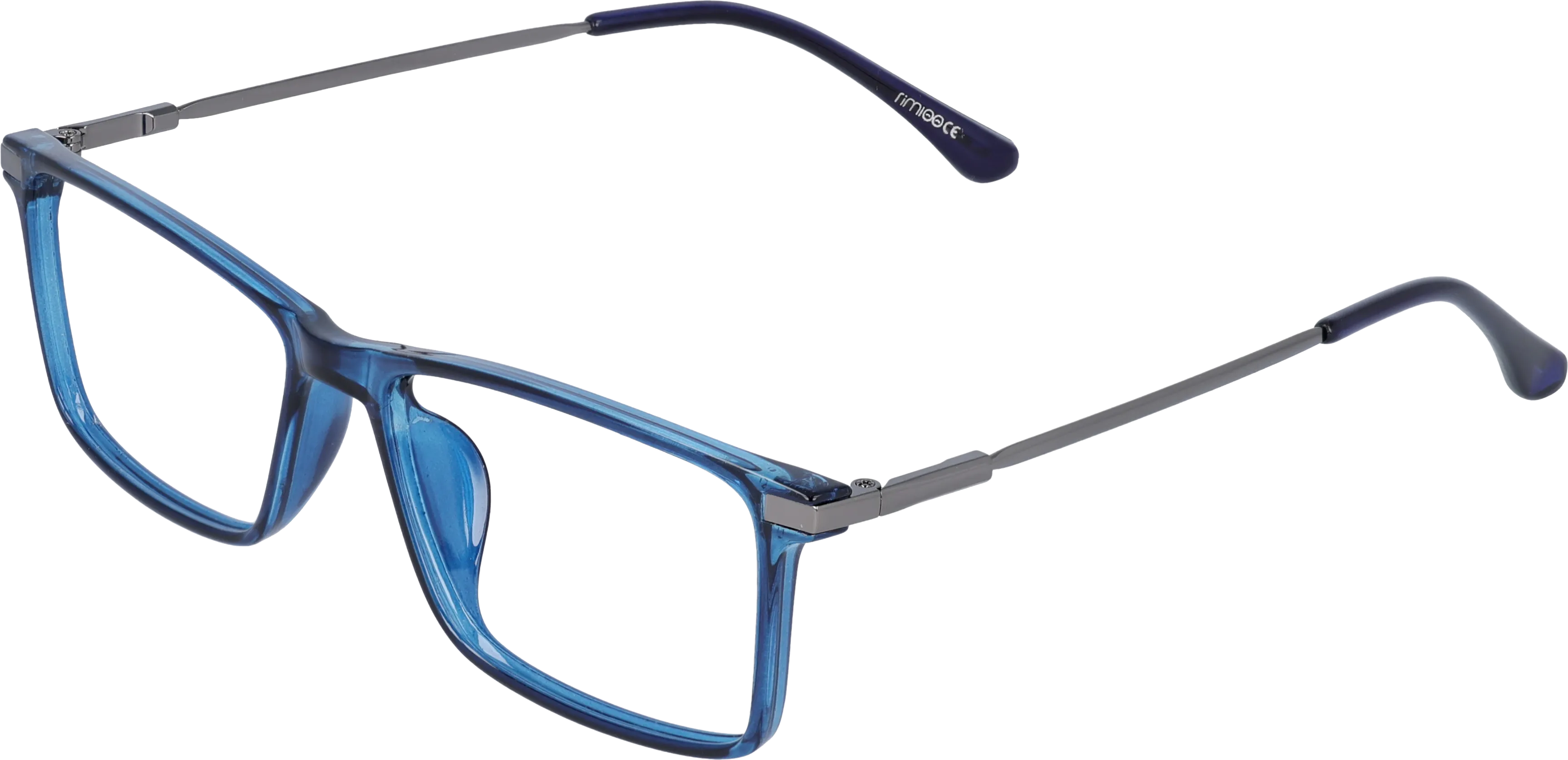 Blue Medium optical frame angled view for better detail