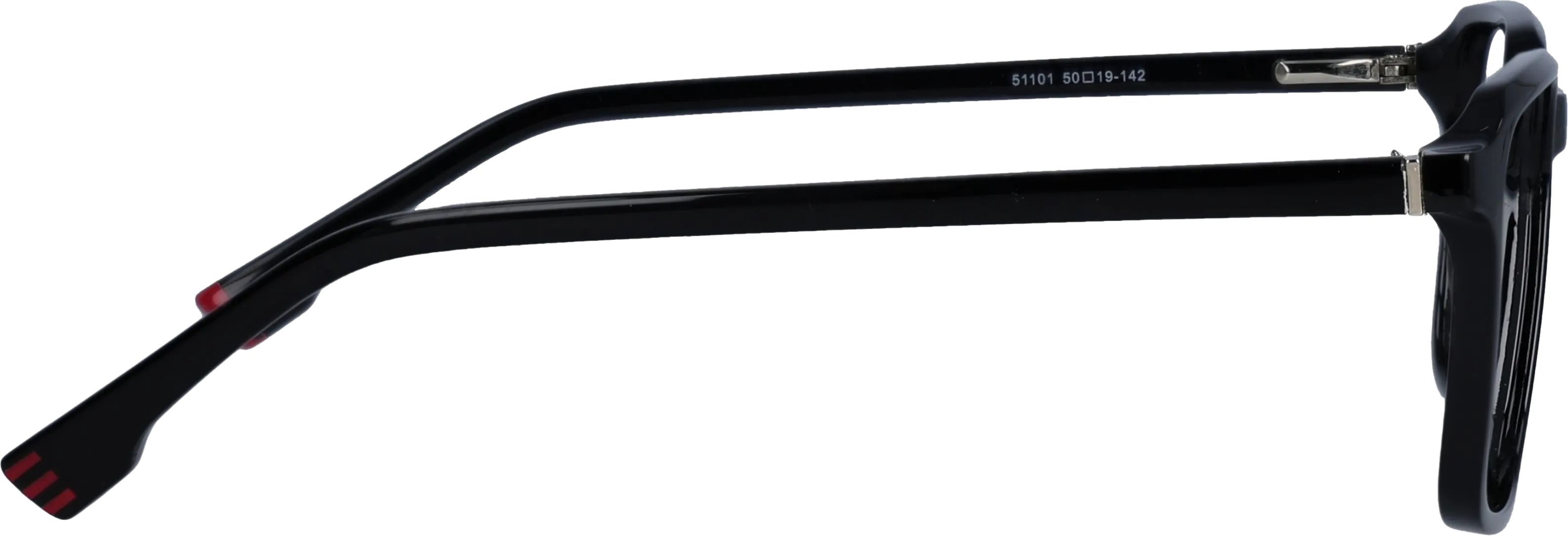 Black Small optical frame side view, highlighting the temples