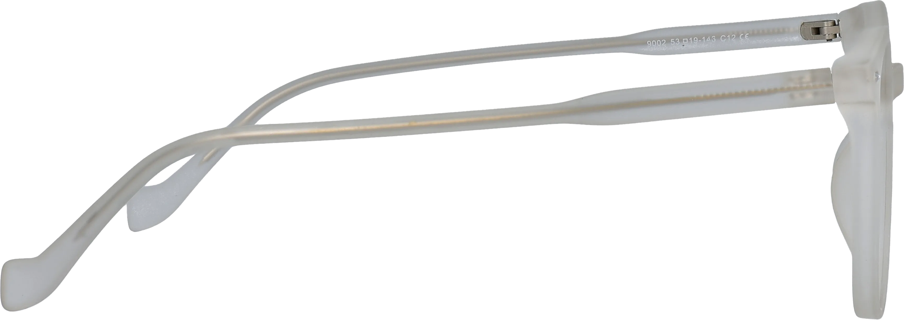 White Medium optical frame side view, highlighting the temples