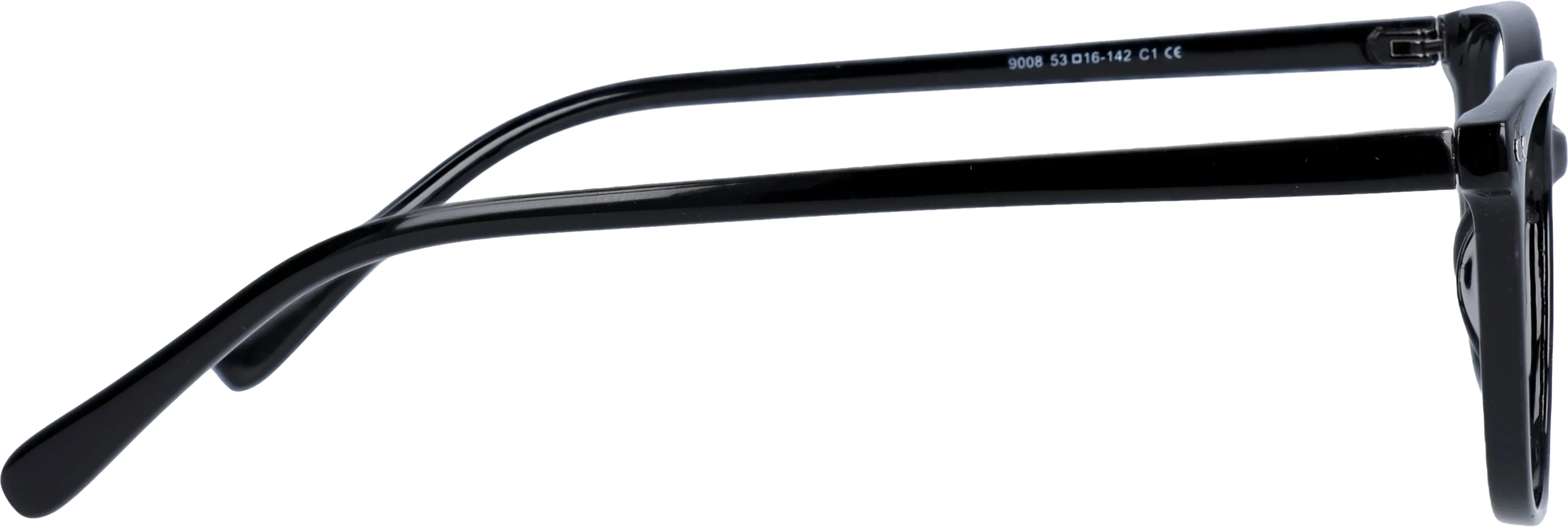 Black Small optical frame side view, highlighting the temples