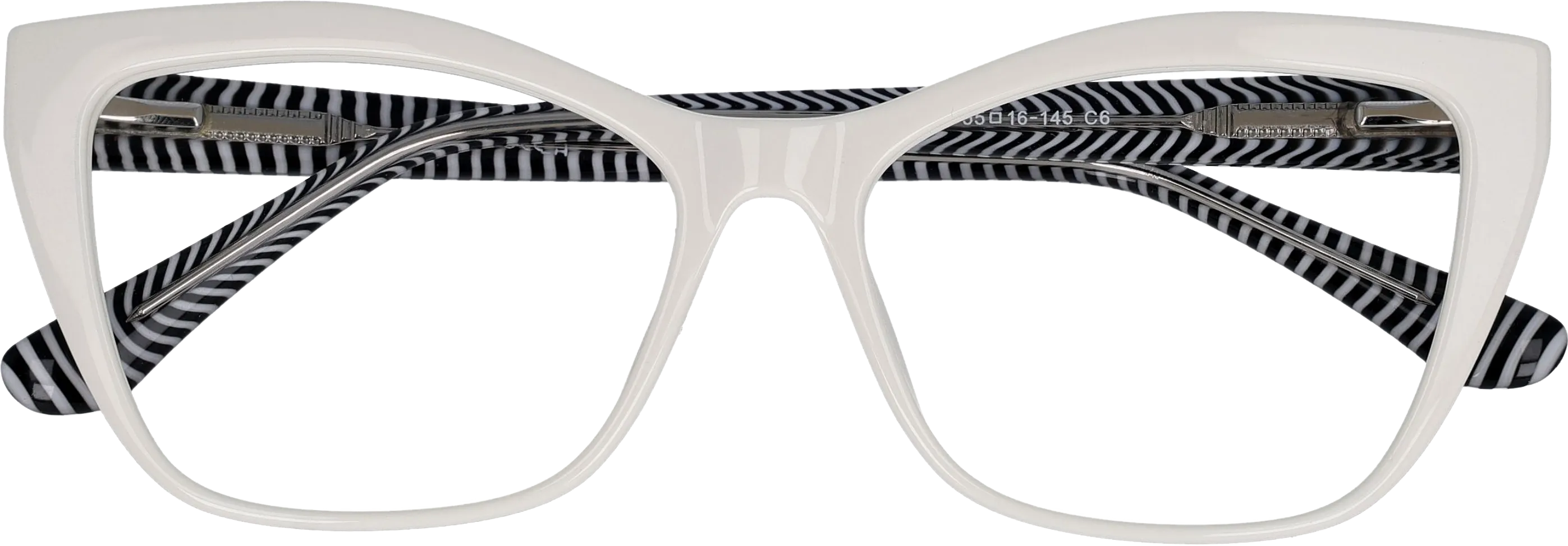  White Large optical frame front view close-up