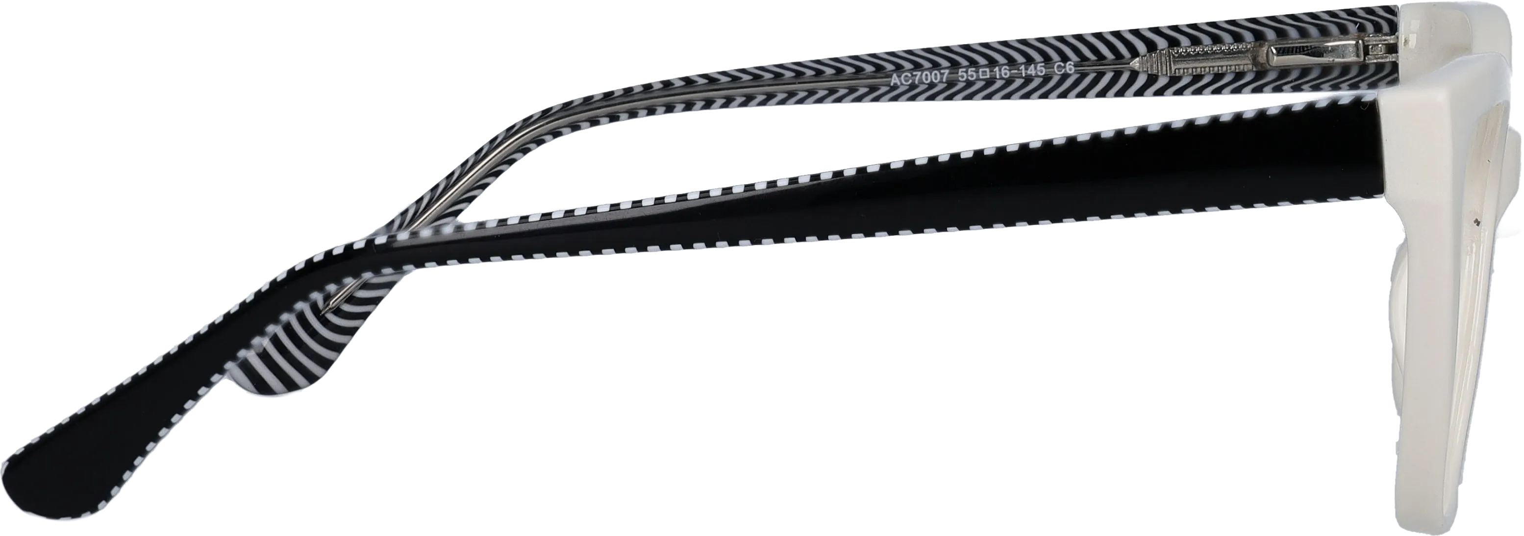 White Large optical frame side view, highlighting the temples
