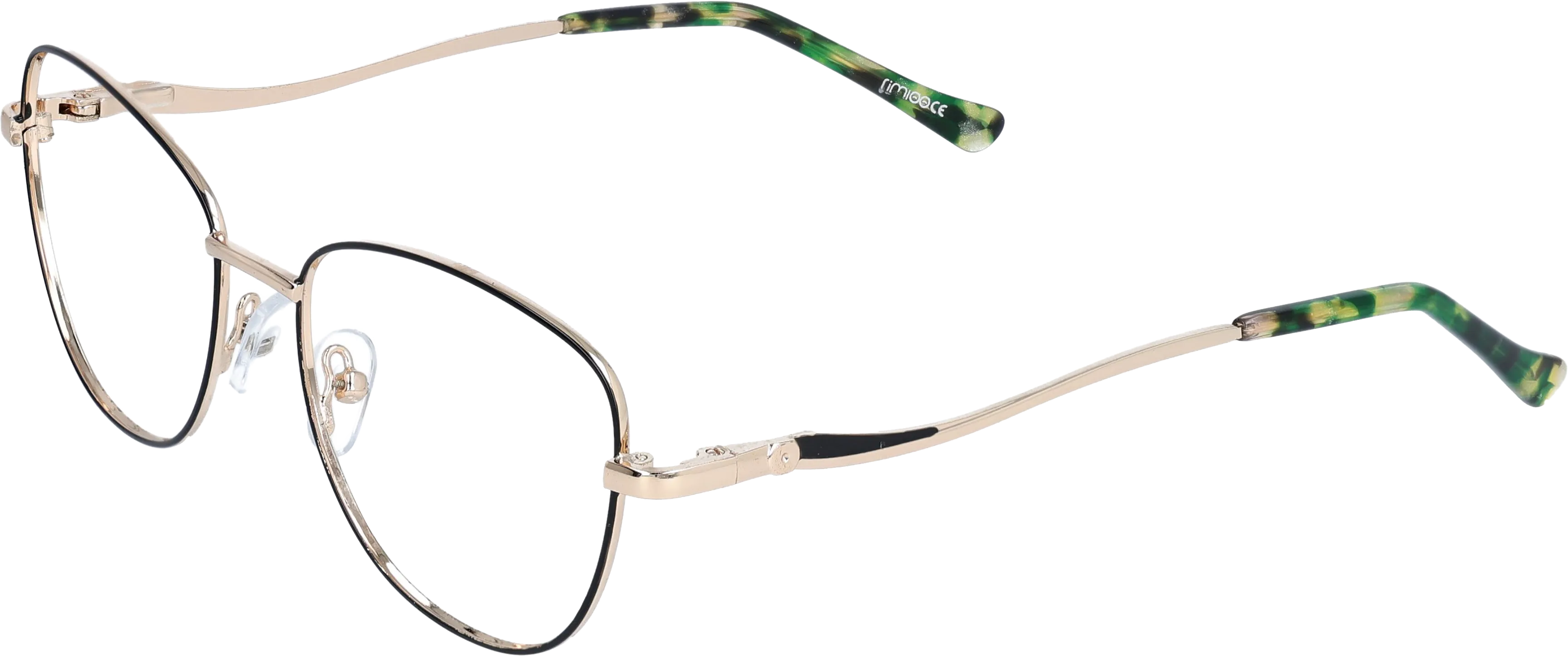 black green golden Medium optical frame angled view for better detail
