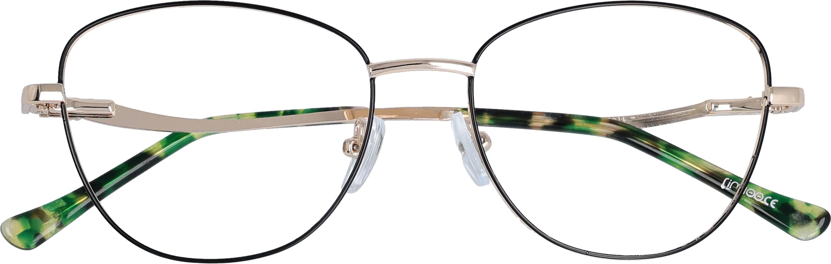  black green golden Medium optical frame front view close-up