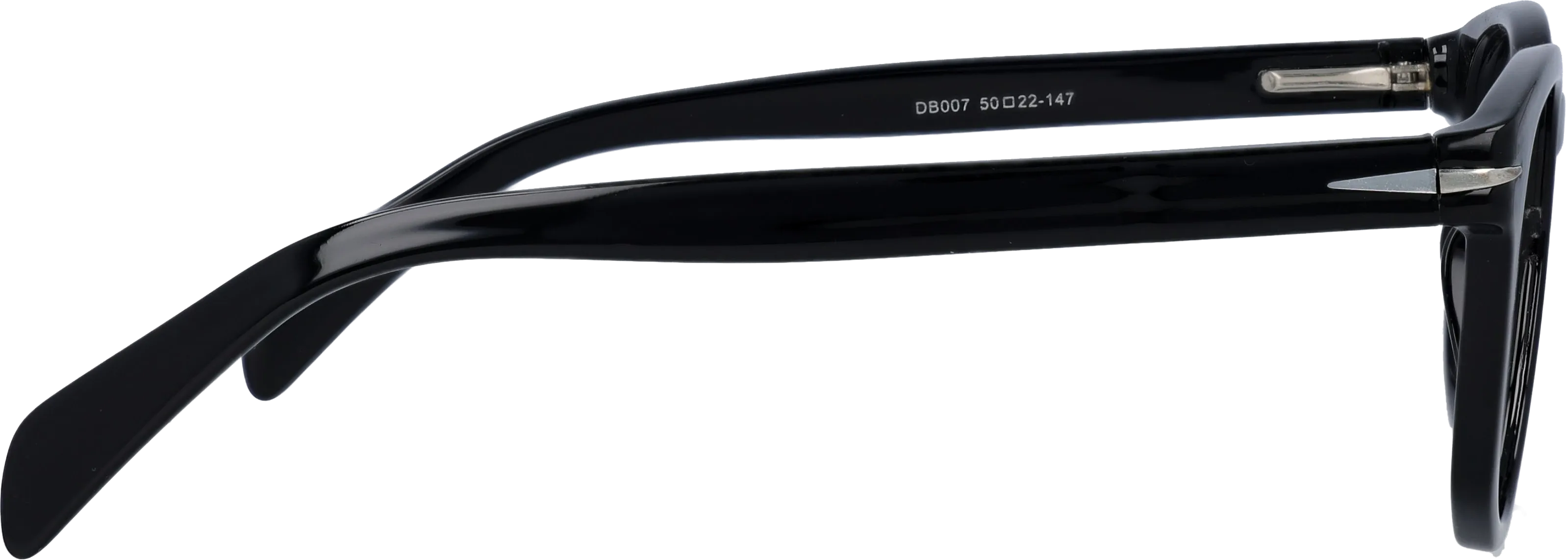 Black Small optical frame side view, highlighting the temples