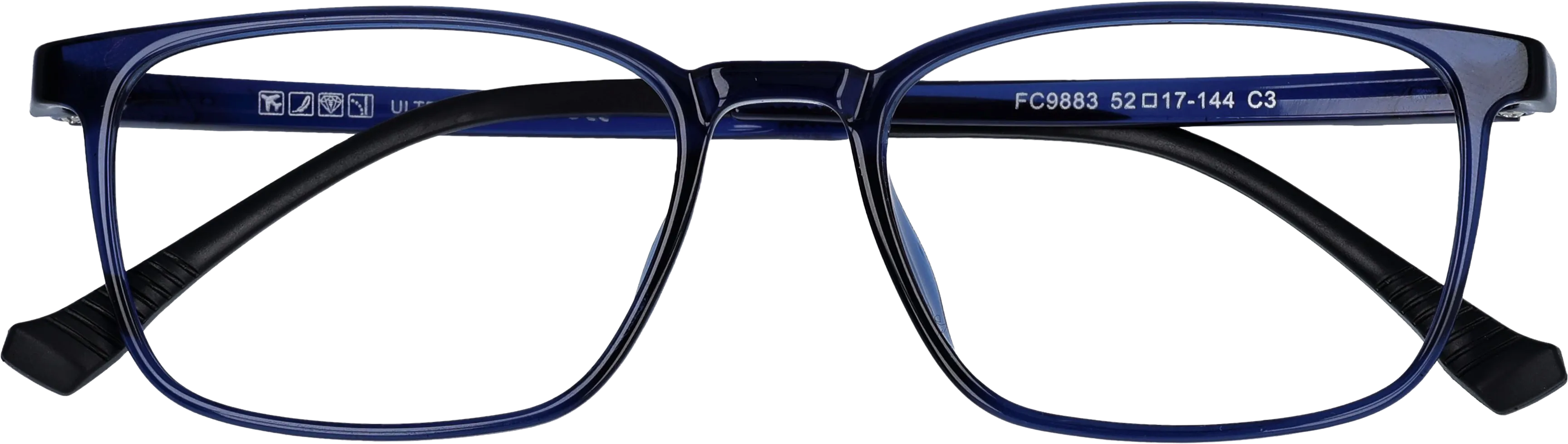  Blue Medium optical frame front view close-up