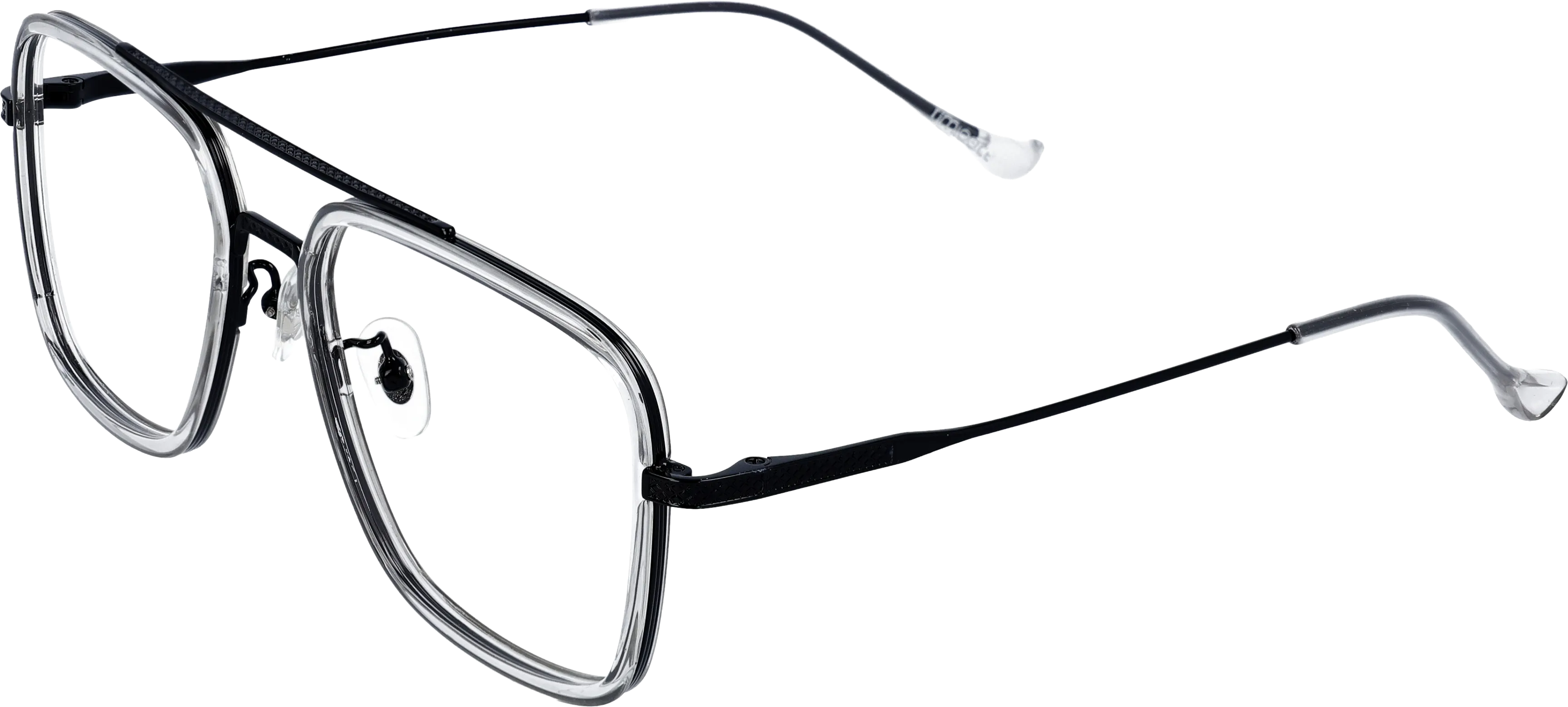 Black Large optical frame angled view for better detail