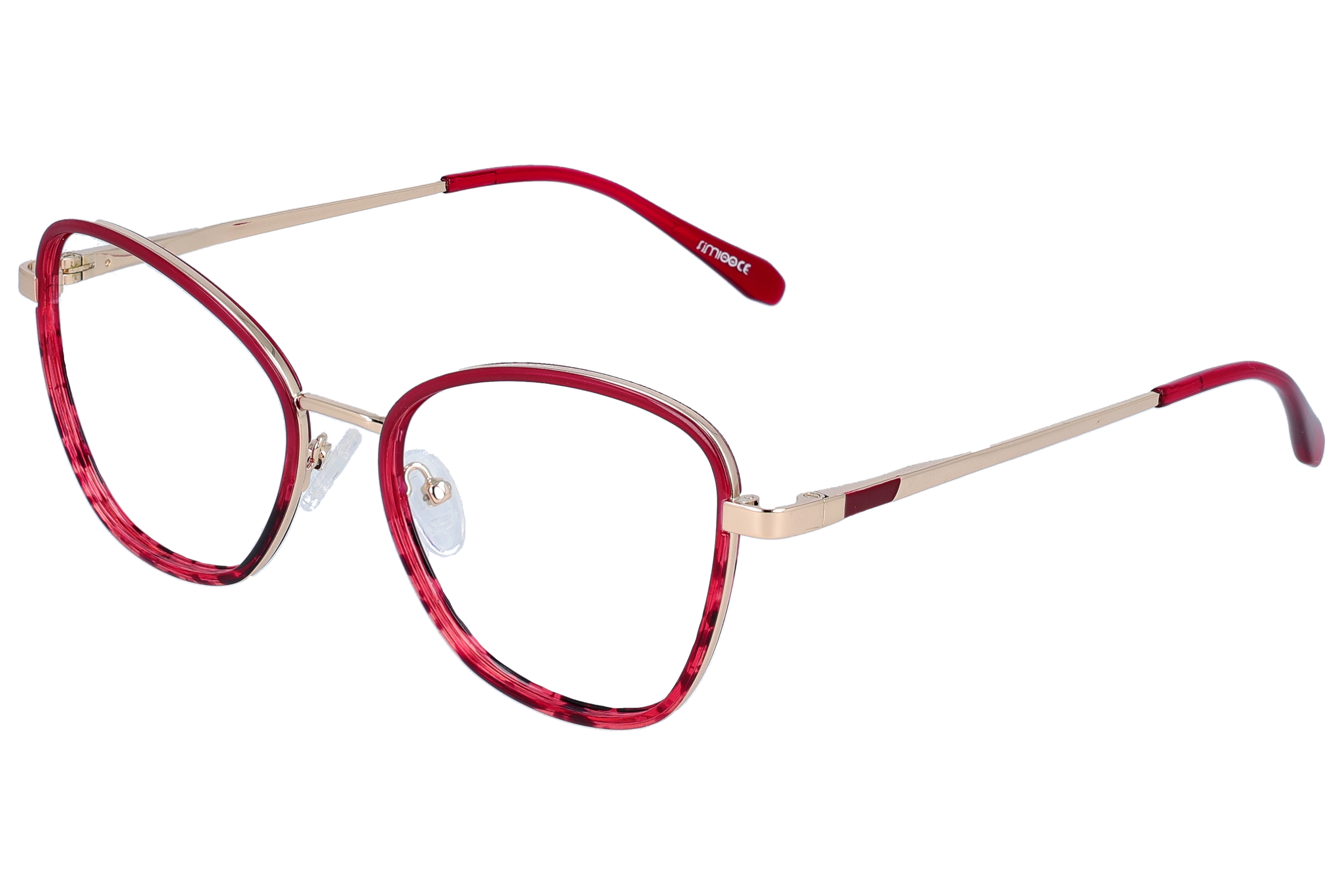 red Medium optical frame angled view for better detail