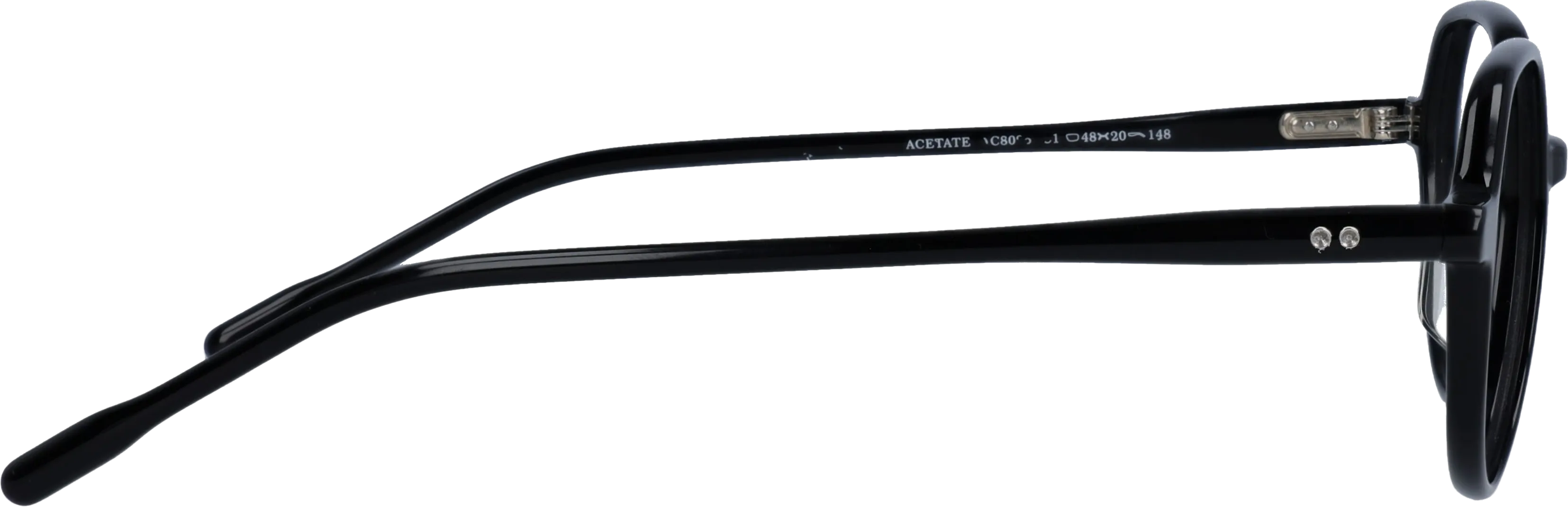 Black Small optical frame side view, highlighting the temples