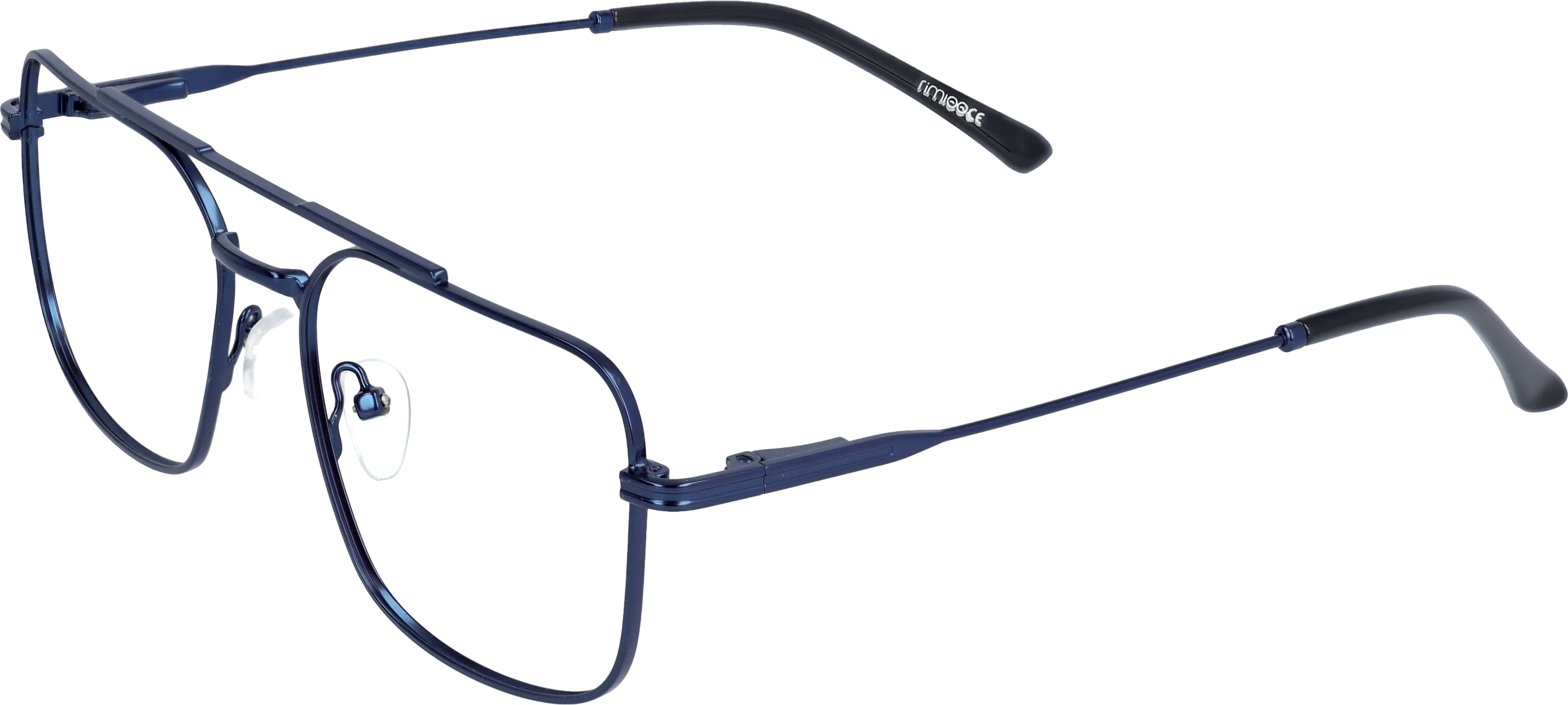 Blue Large optical frame angled view for better detail