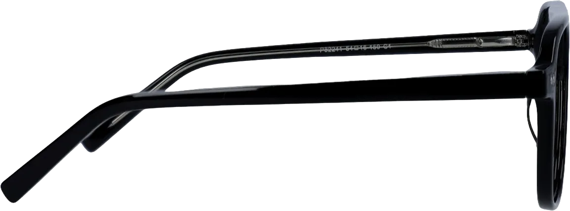 Black Large optical frame side view, highlighting the temples