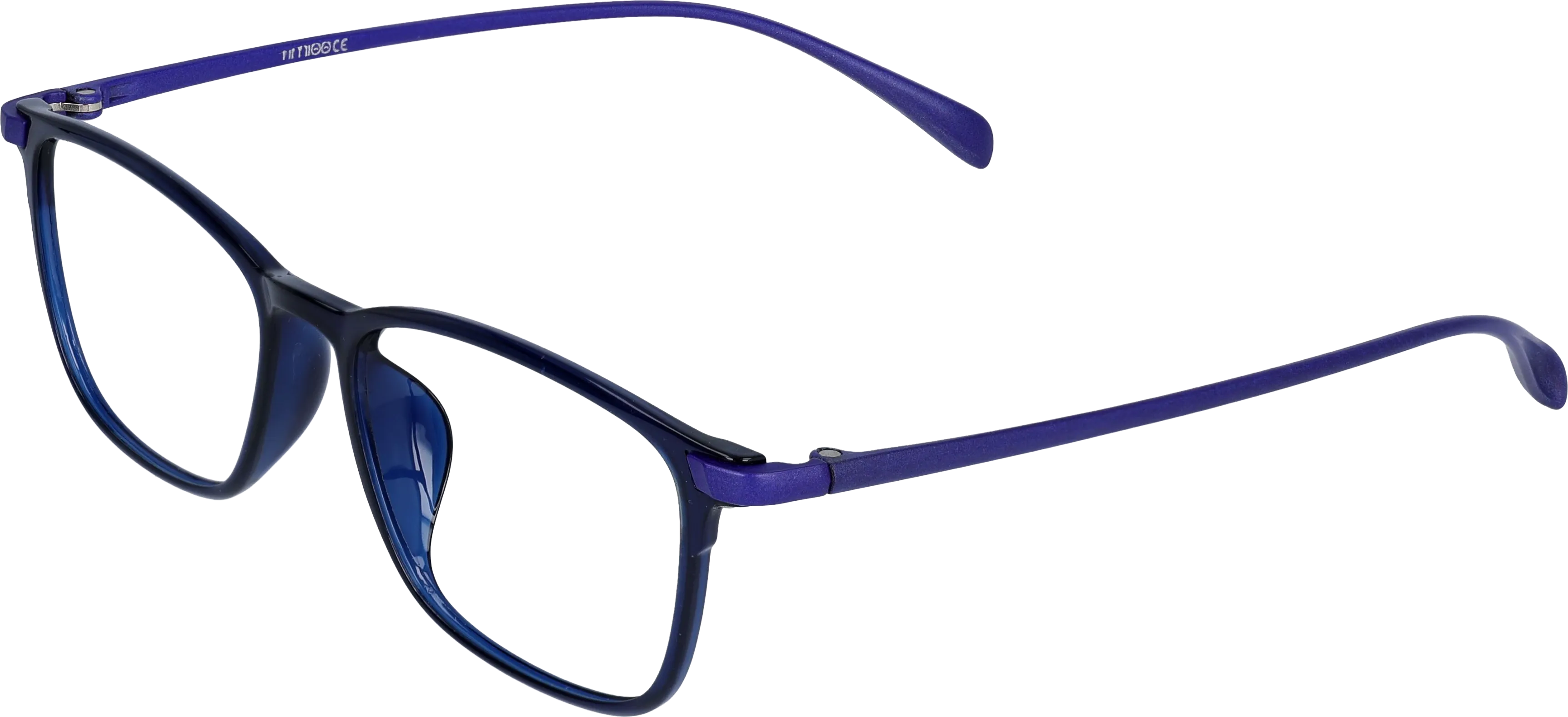 Blue Large optical frame angled view for better detail