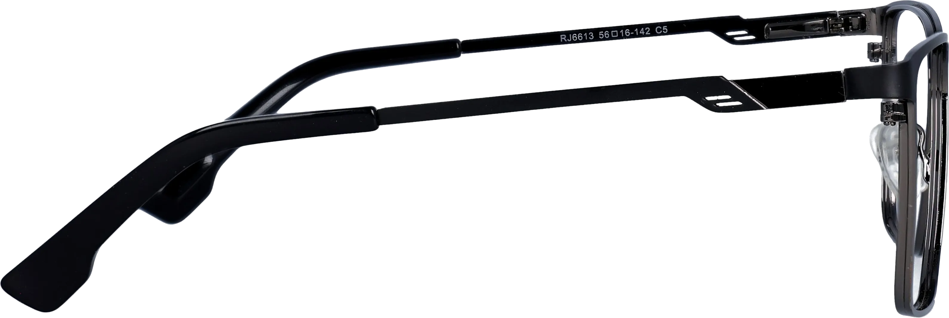 Black Large optical frame side view, highlighting the temples