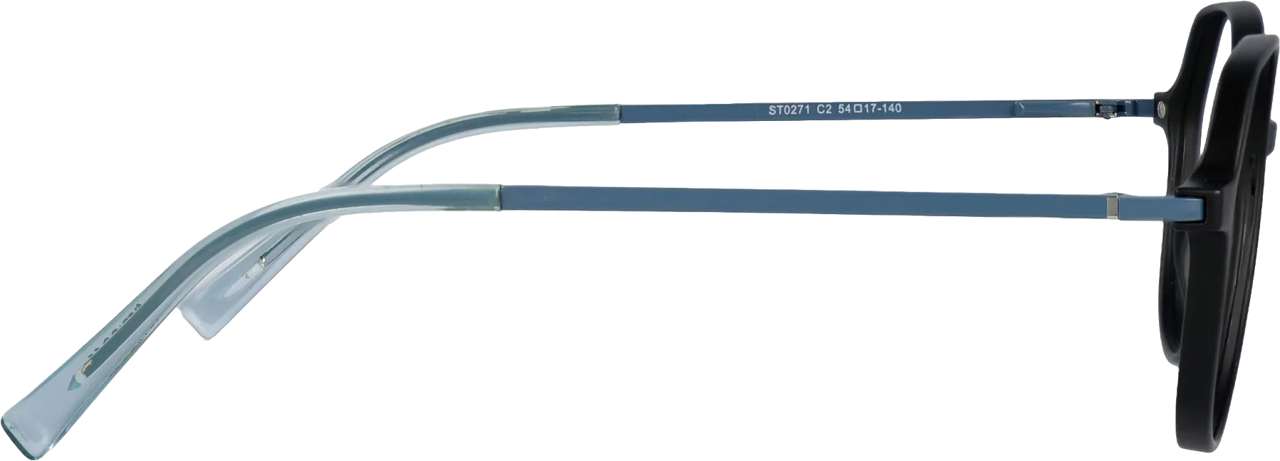 Black Medium optical frame side view, highlighting the temples