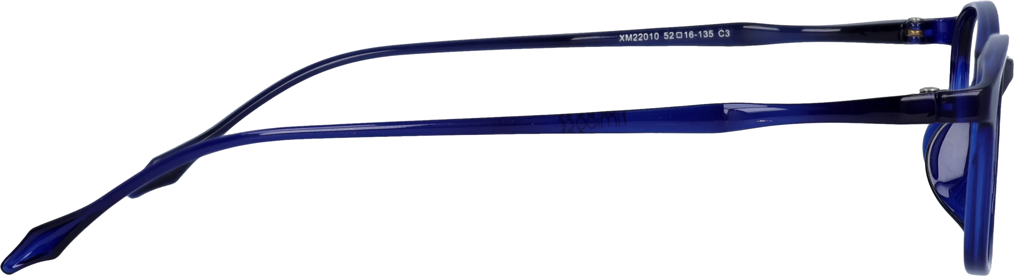 Blue Medium optical frame side view, highlighting the temples
