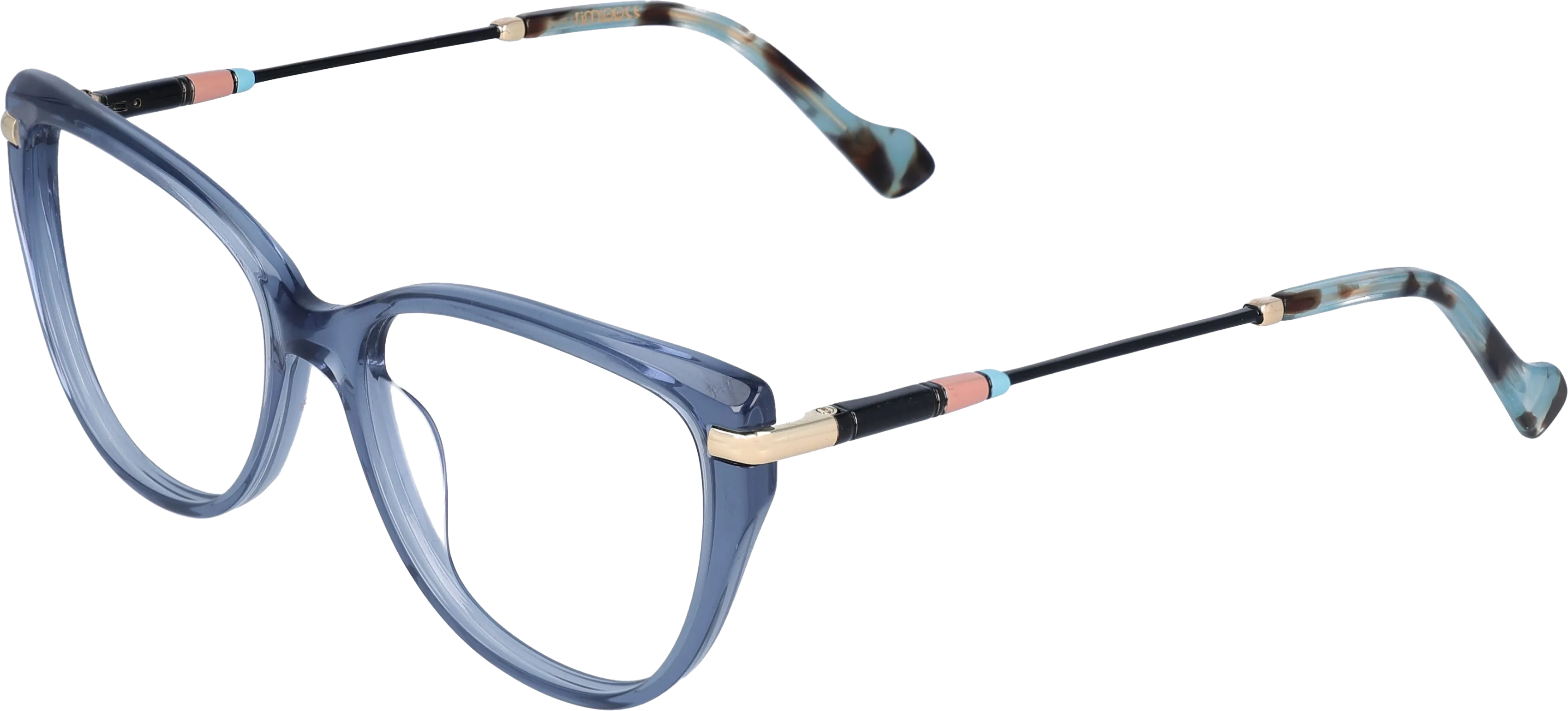 Transparent Blue Medium optical frame angled view for better detail