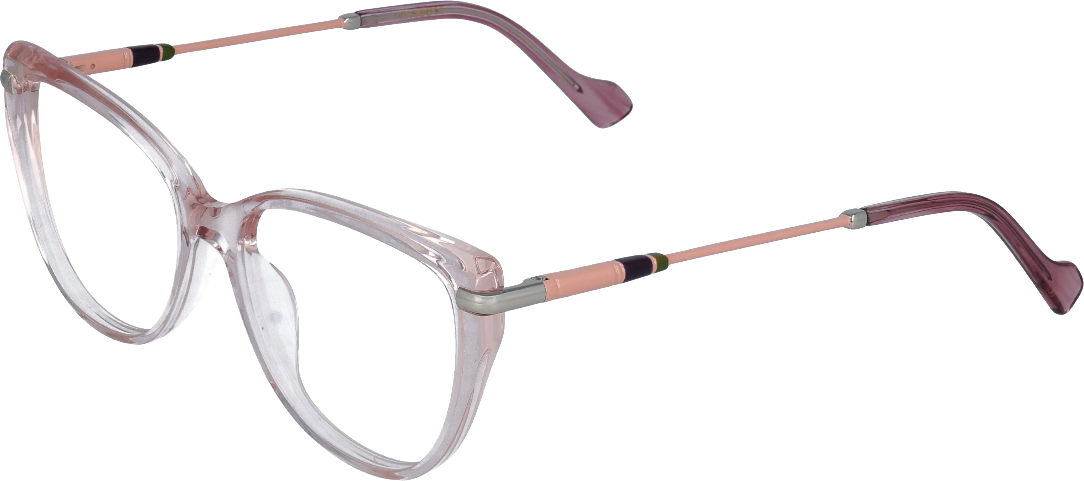 Transparent peach Medium optical frame angled view for better detail