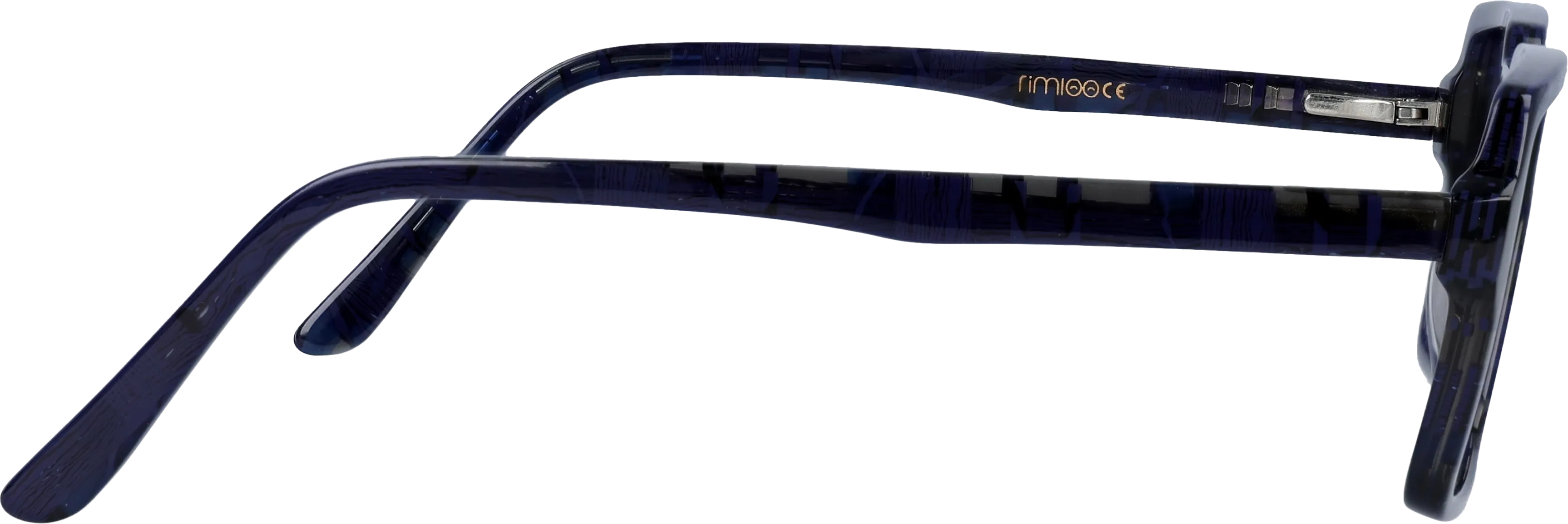 Blue Medium optical frame side view, highlighting the temples