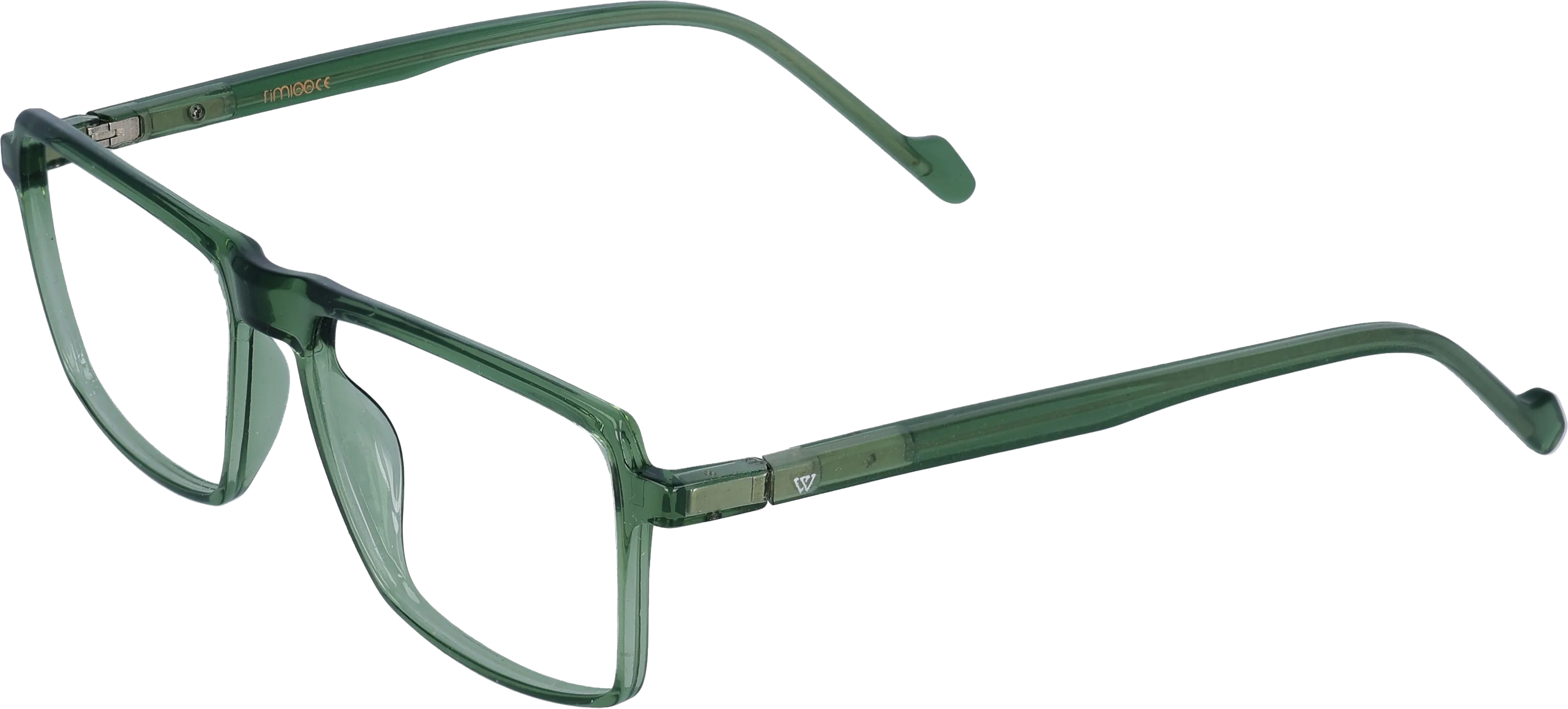 Transparent green Medium optical frame angled view for better detail