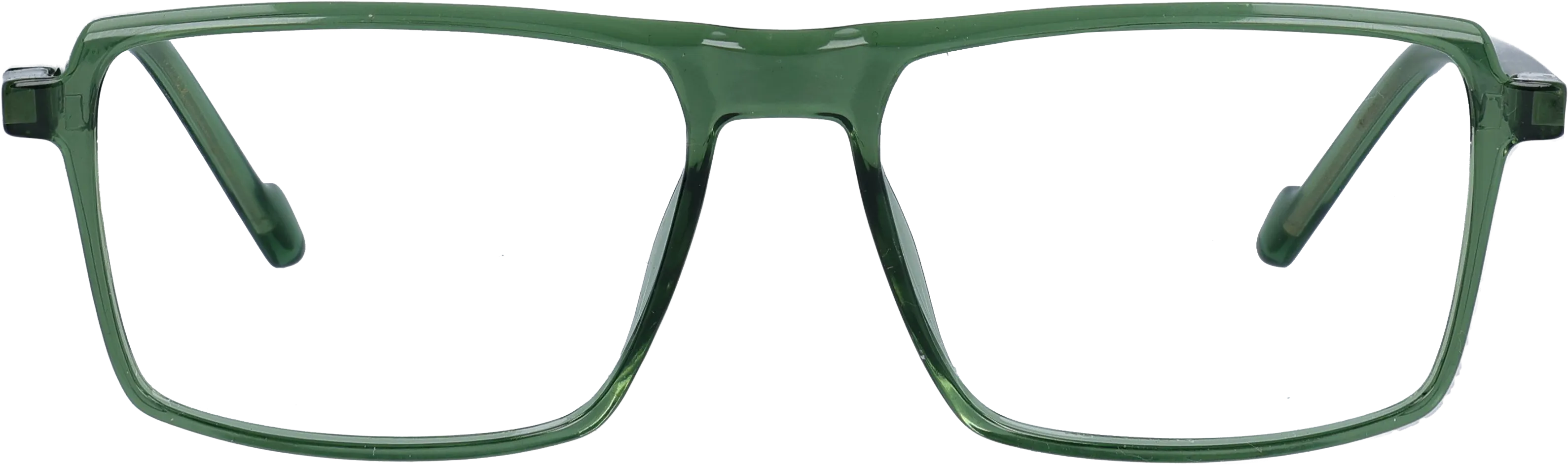 Transparent green Medium optical frame front view with arms open