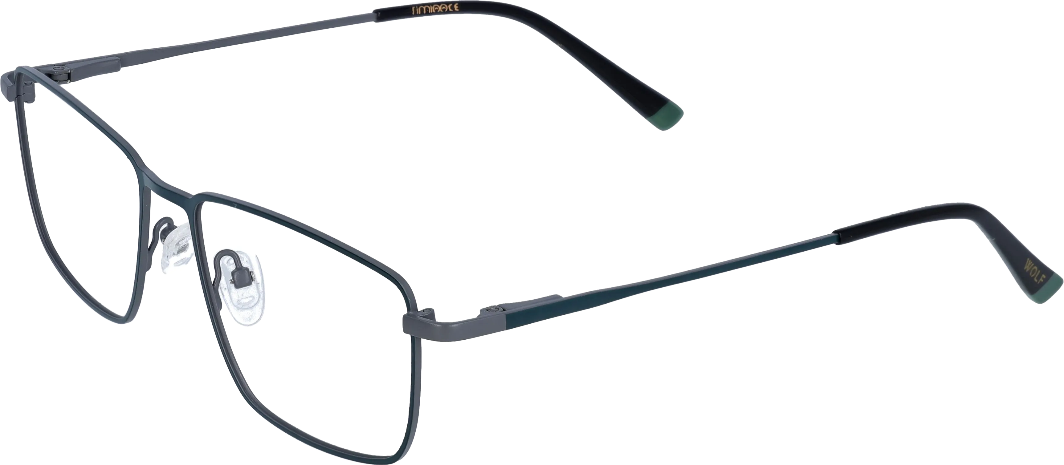 Matte green Large optical frame angled view for better detail