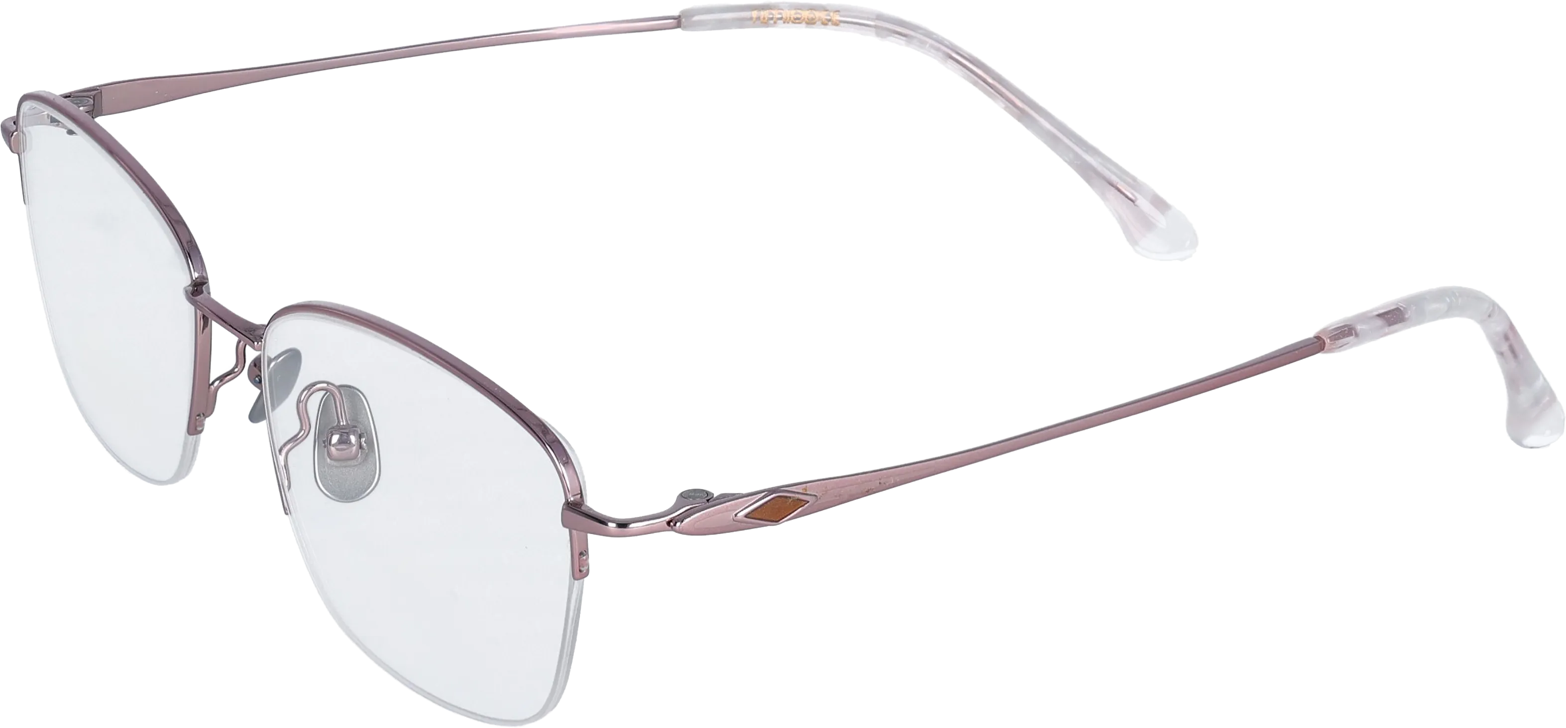 Dusty Pink Medium optical frame angled view for better detail