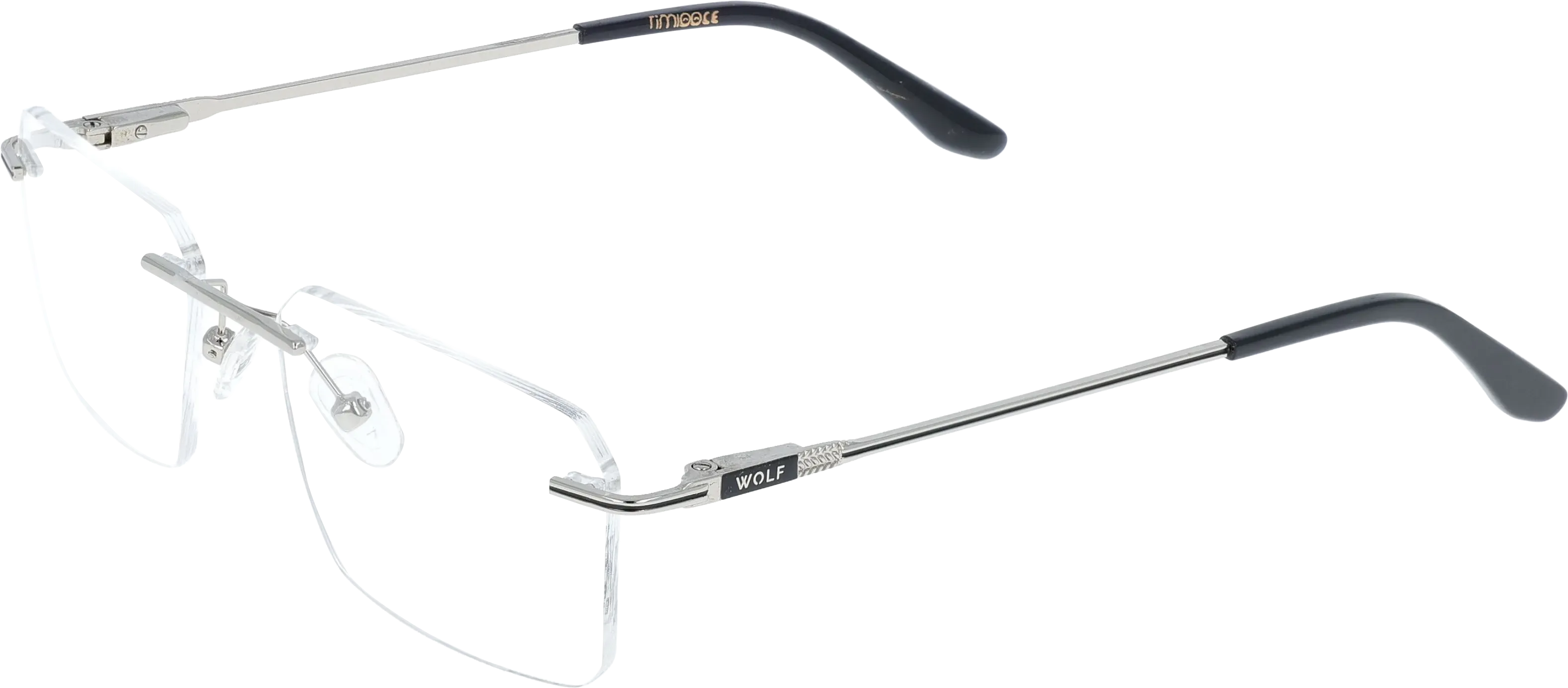 Black Silver Large optical frame angled view for better detail