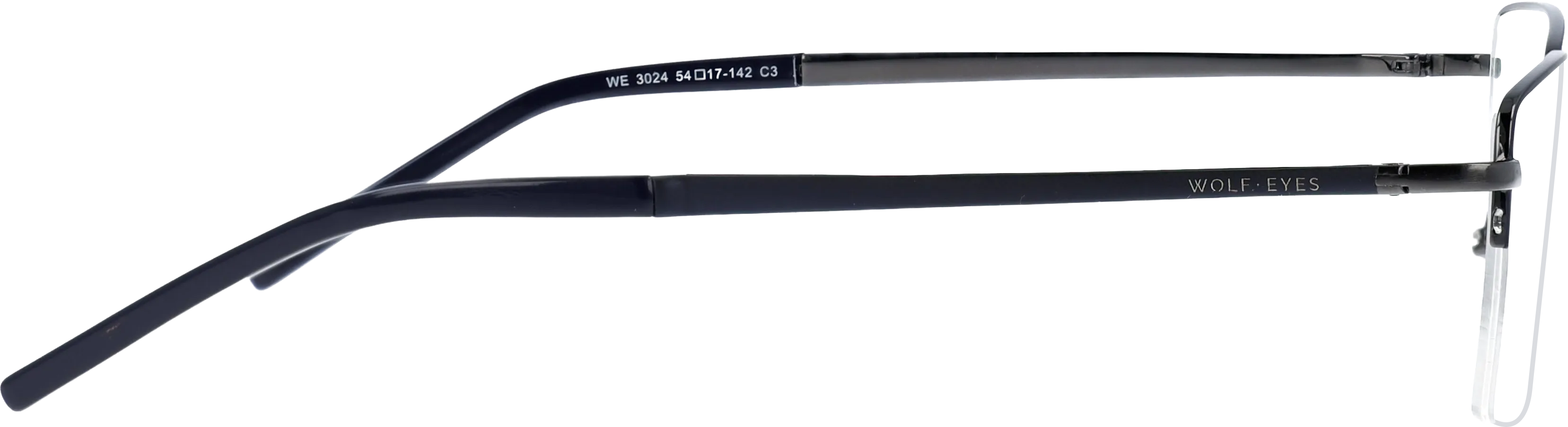 Gun Metal Large optical frame side view, highlighting the temples