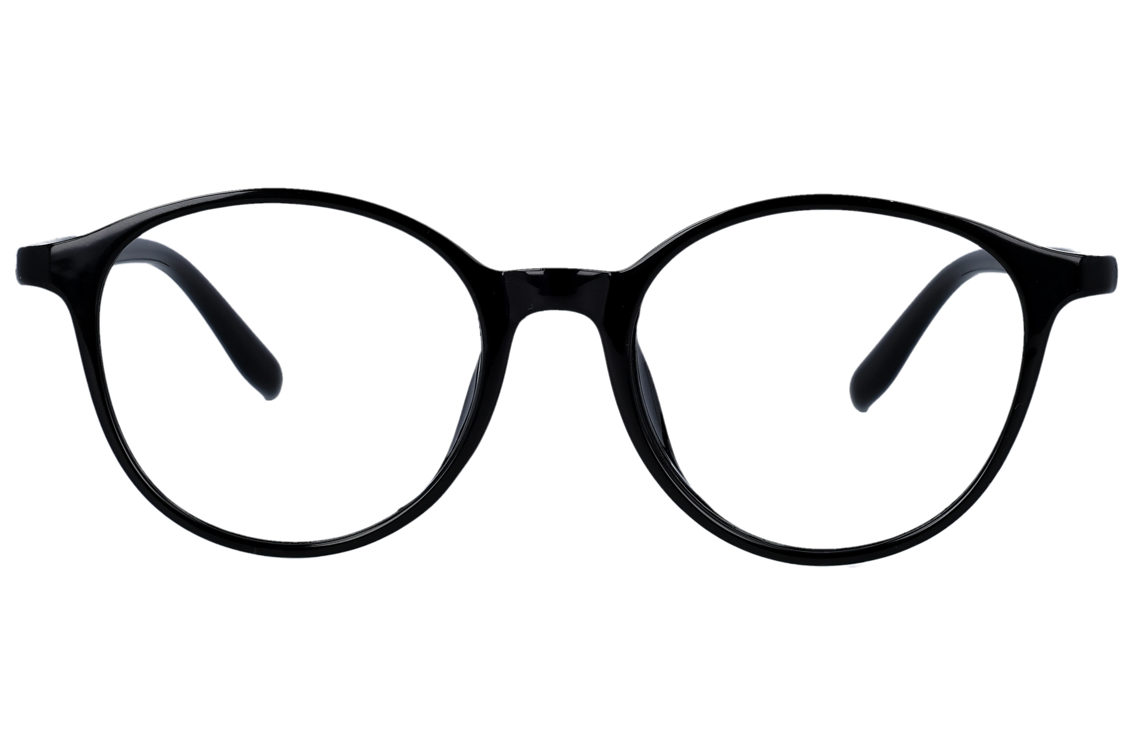 Round Eyeglasses RL1307 Black Small optical frame front view with arms open
