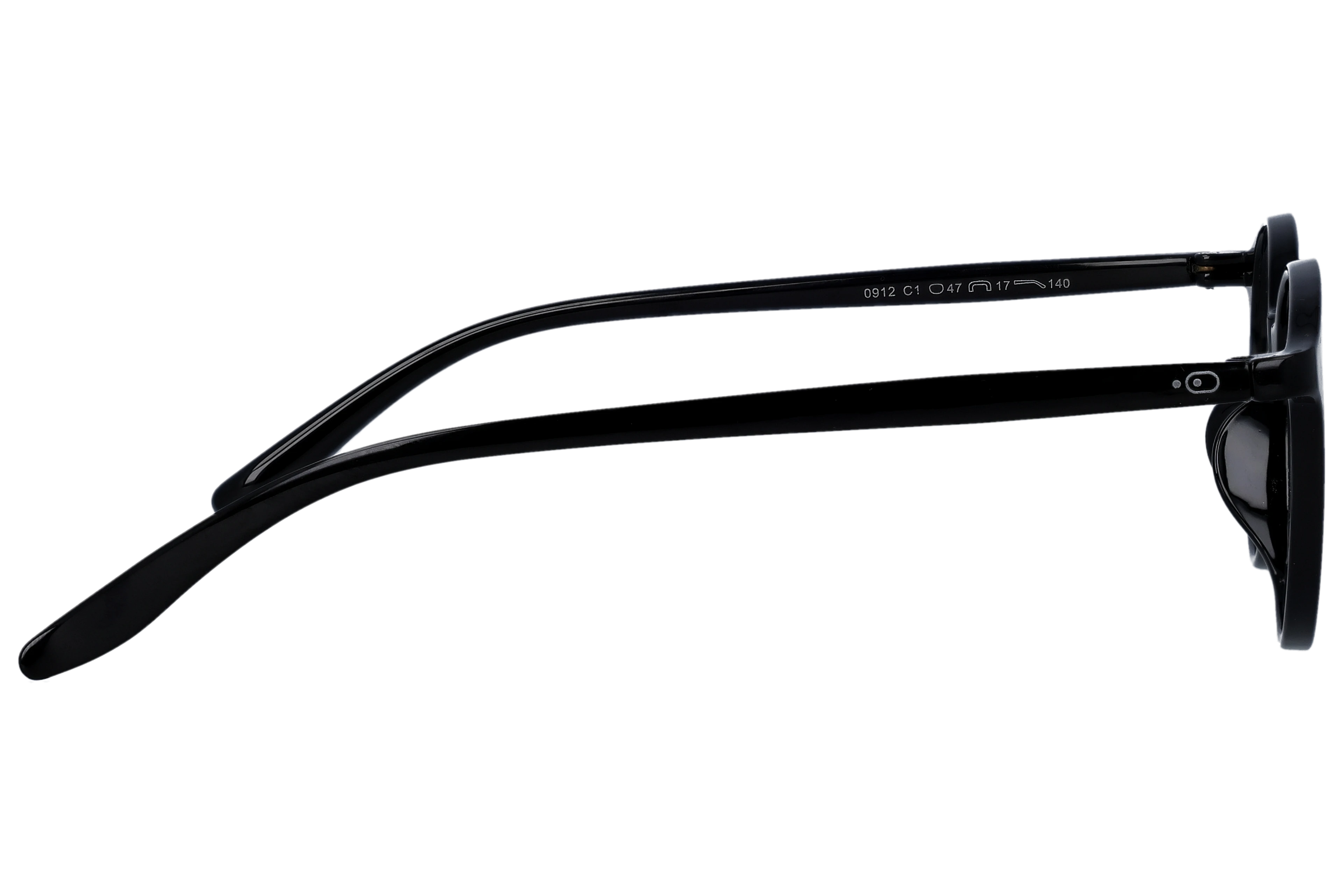 Round Eyeglasses RL1307 Black Small optical frame side view, highlighting the temples