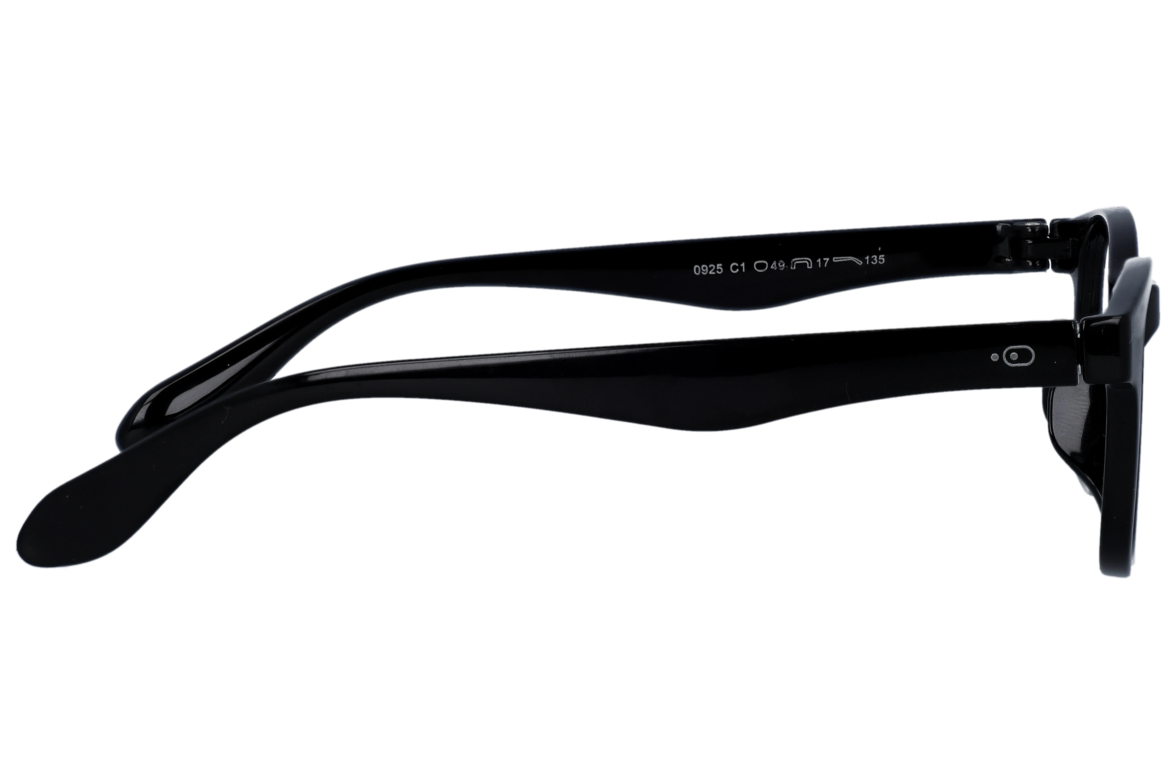 Rectangle Eyeglasses RL1306 Black Small optical frame side view, highlighting the temples