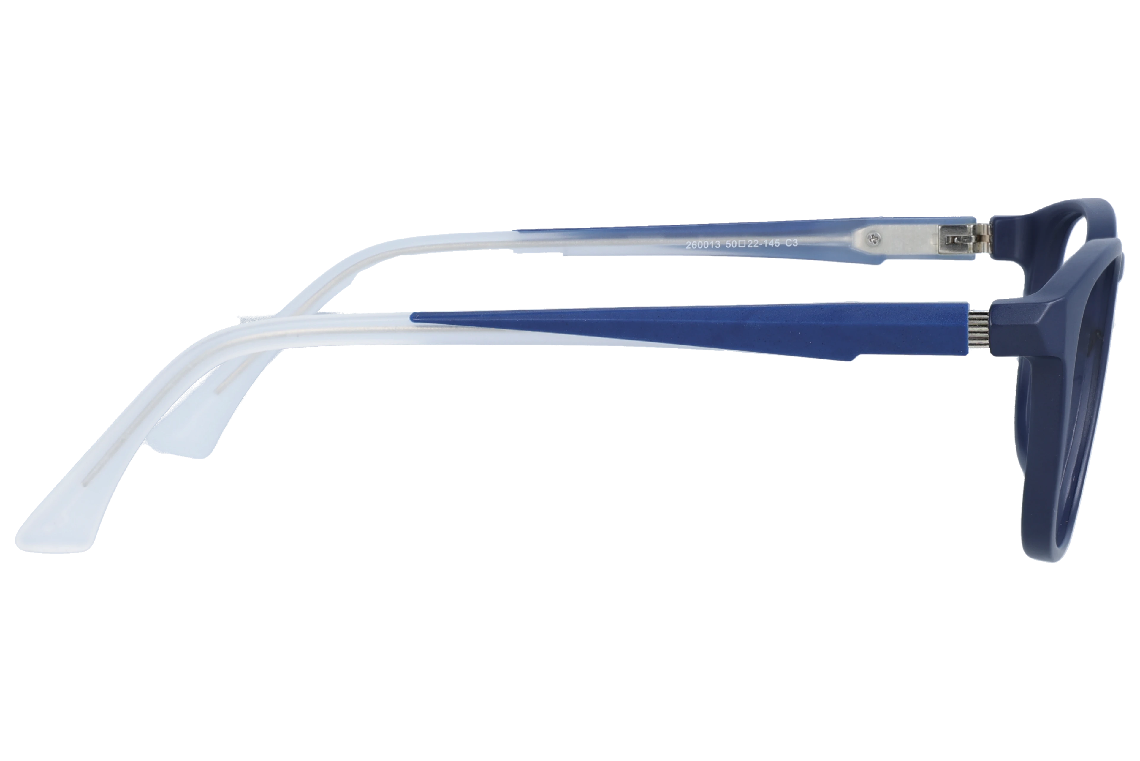 Round Eyeglasses RL1343 Blue Medium optical frame side view, highlighting the temples