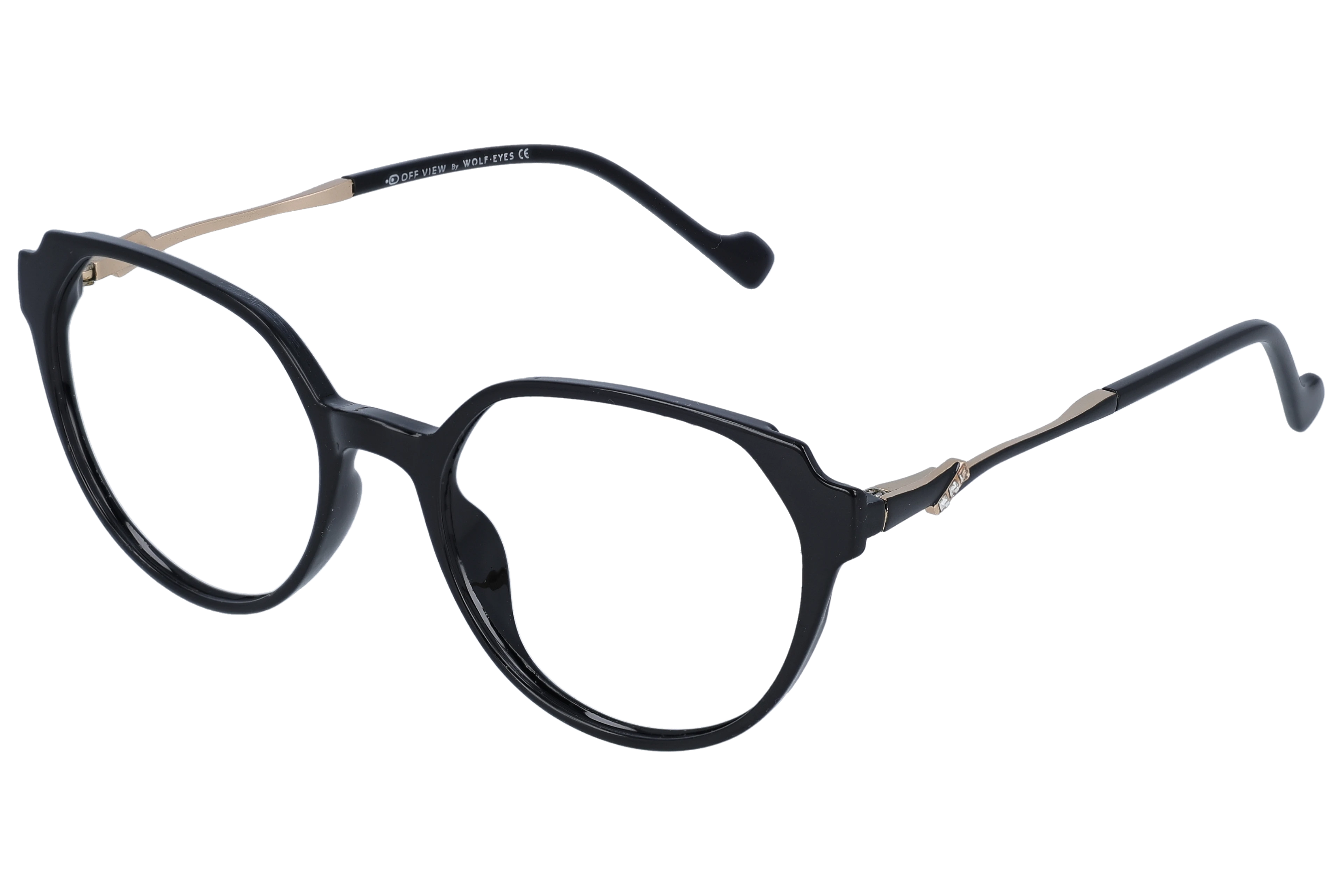 Cat Eye Eyeglasses RL1361 Black Small optical frame angled view for better detail