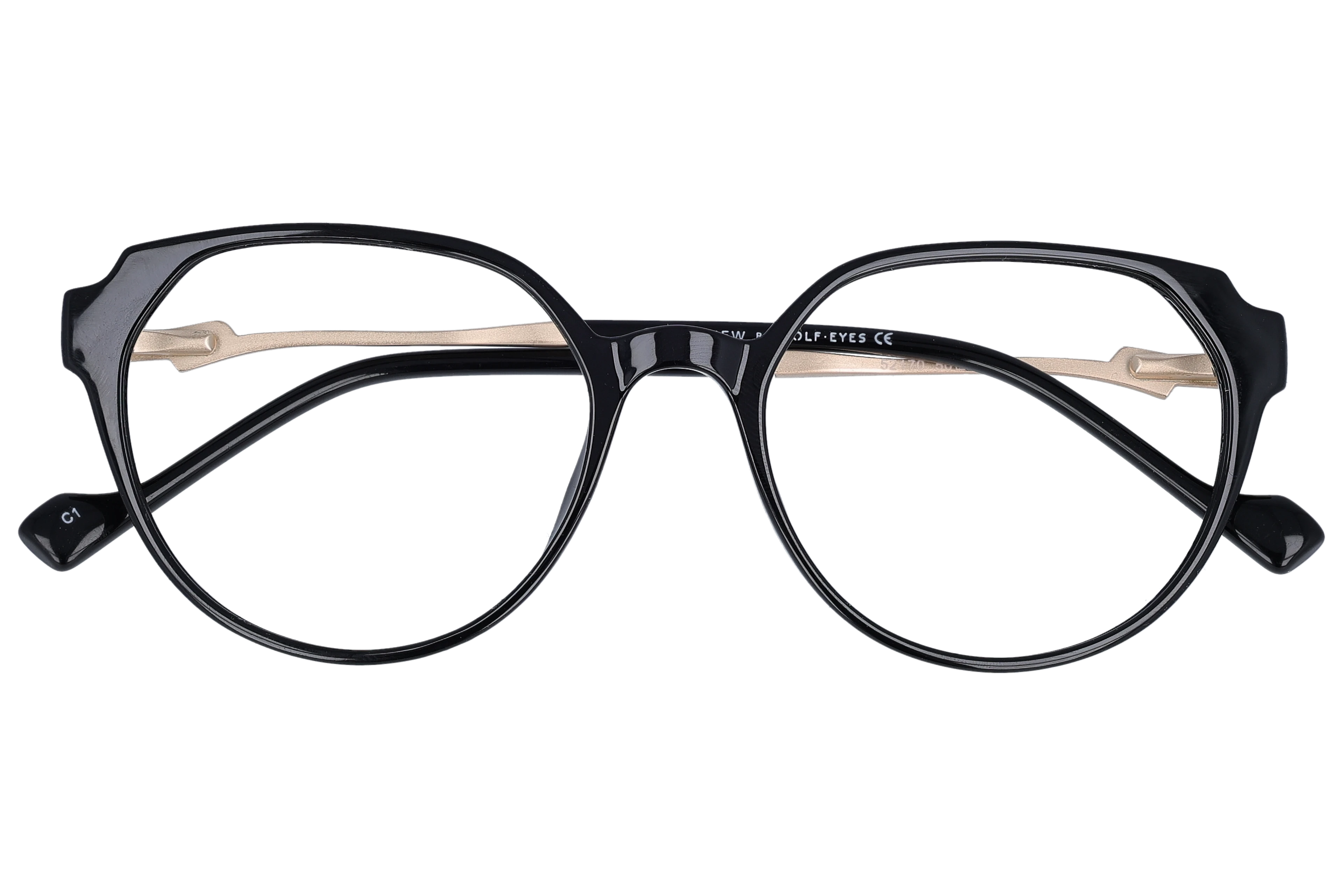 Cat Eye Eyeglasses RL1361 Black Small optical frame front view close-up