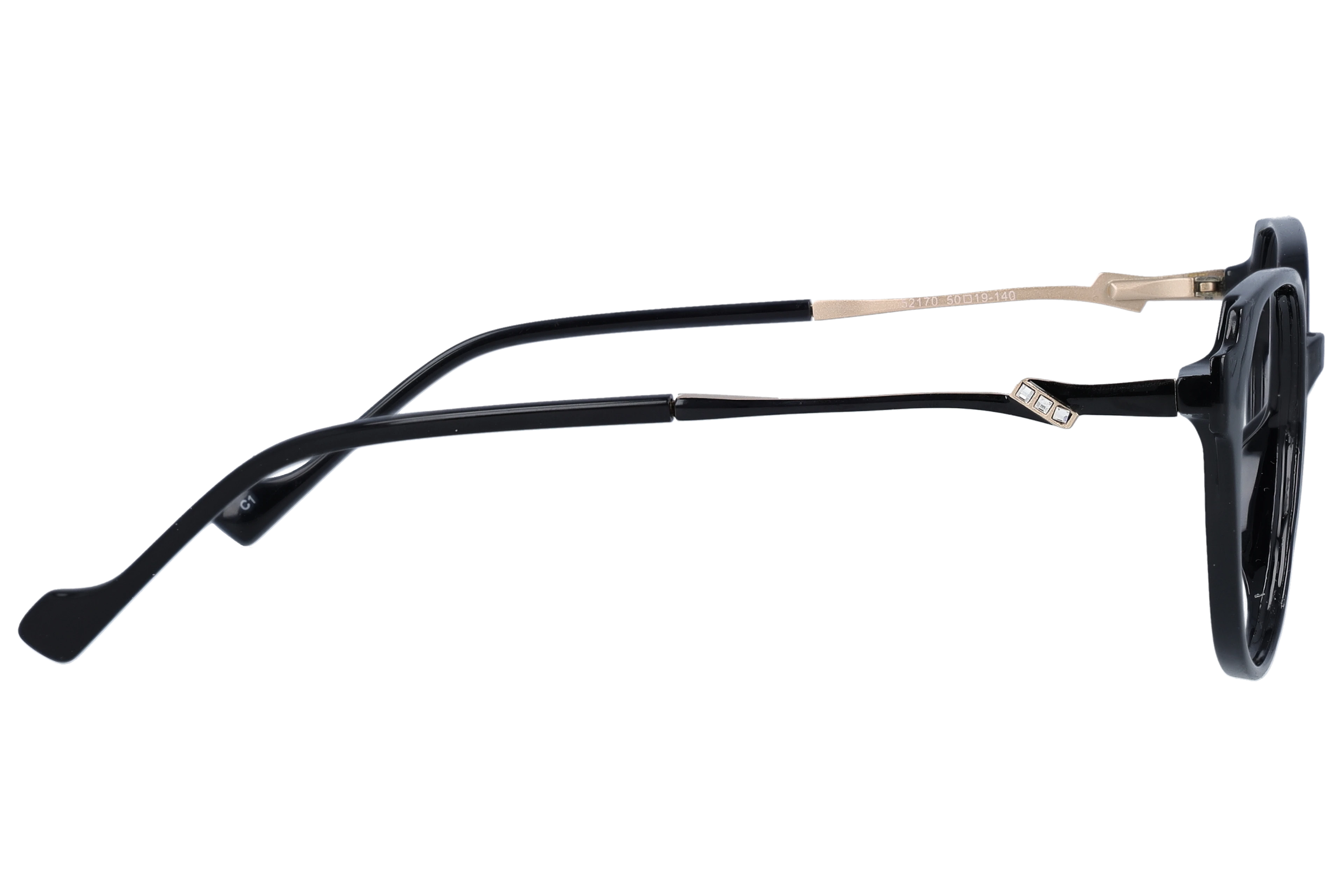 Cat Eye Eyeglasses RL1361 Black Small optical frame side view, highlighting the temples