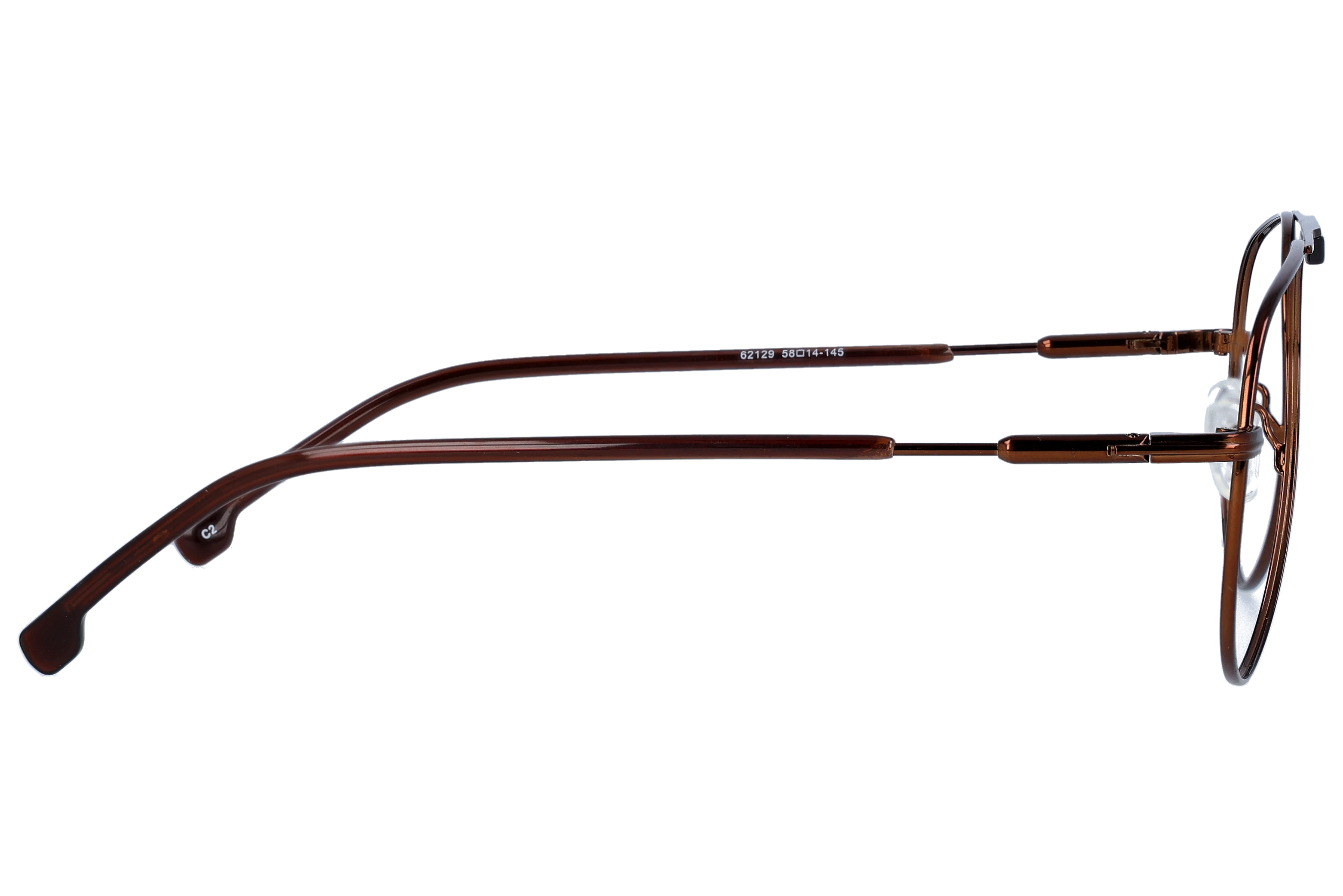 Aviator Eyeglasses RL1352 Copper Large optical frame side view, highlighting the temples