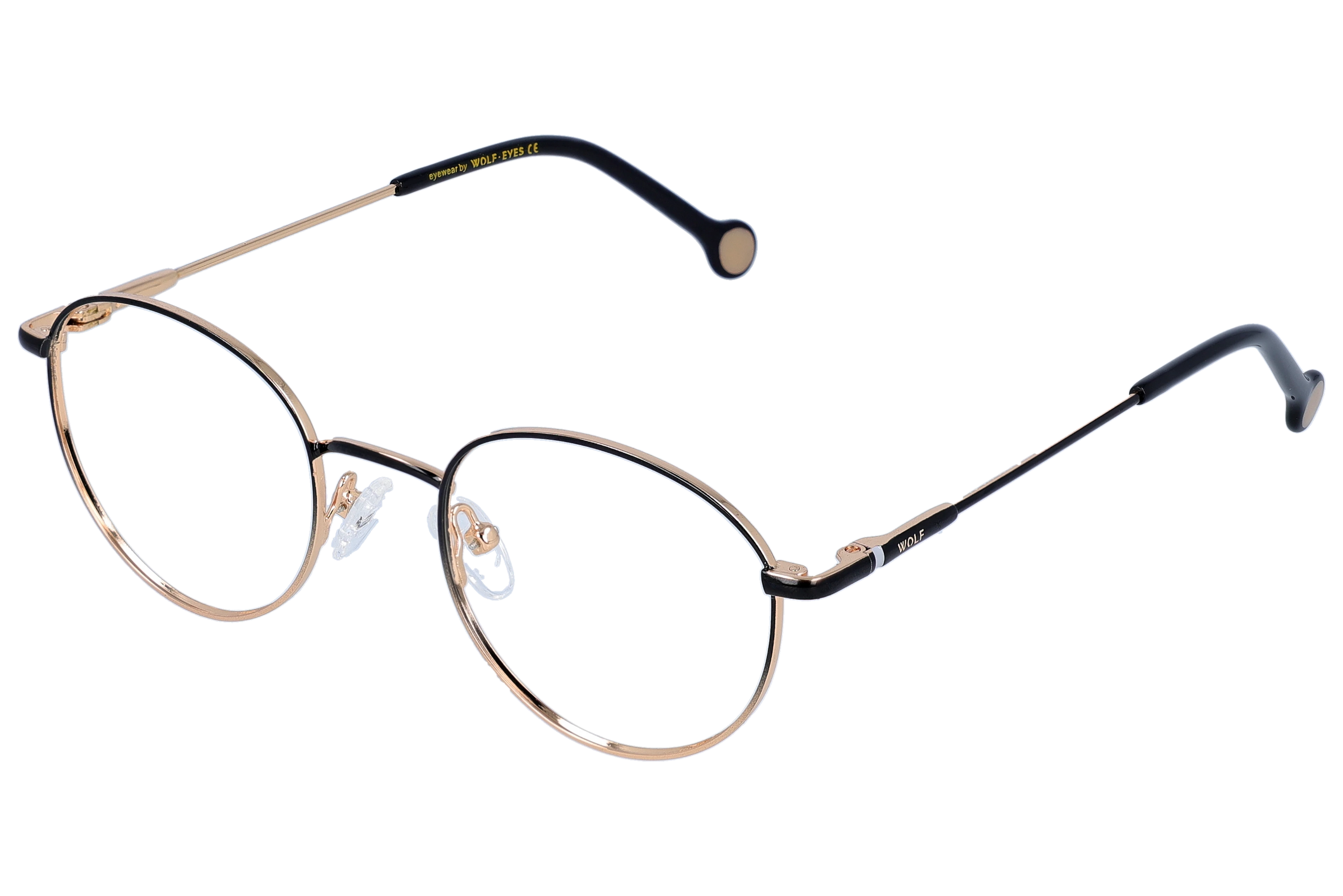 Round Eyeglasses RL1355 Black Small optical frame angled view for better detail