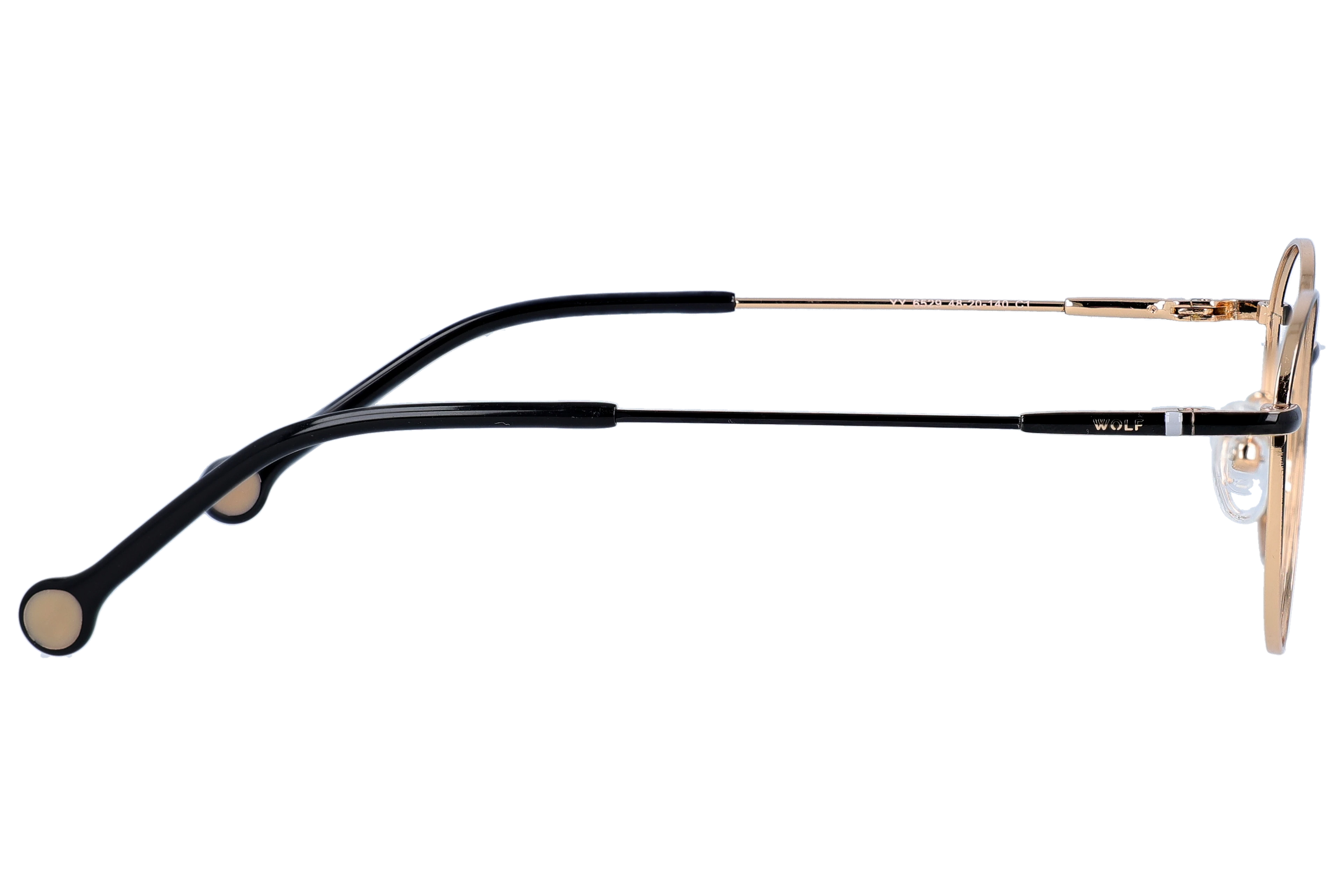 Round Eyeglasses RL1355 Black Small optical frame side view, highlighting the temples