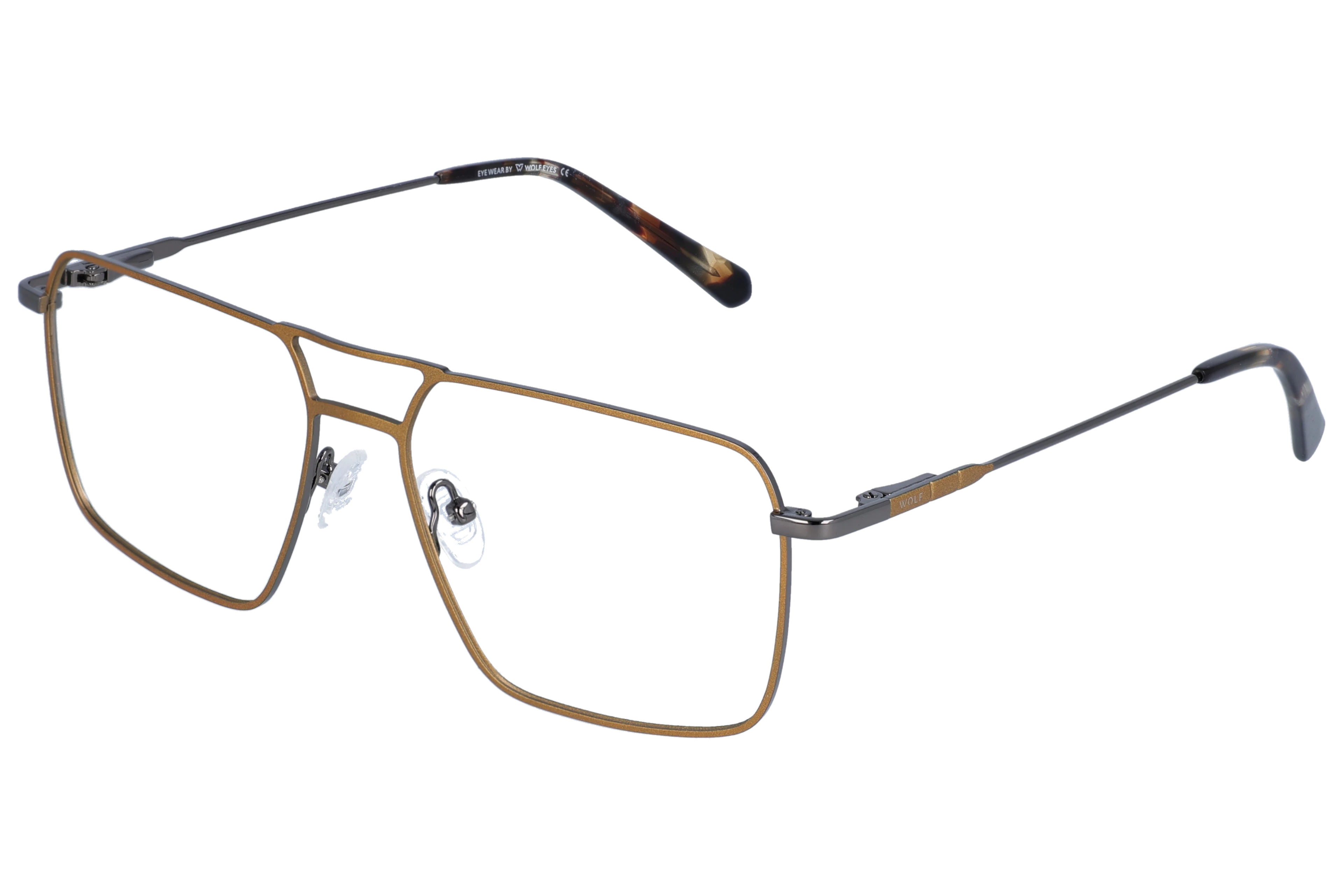 Aviator Eyeglasses RL1318 Gold Extra Large optical frame angled view for better detail