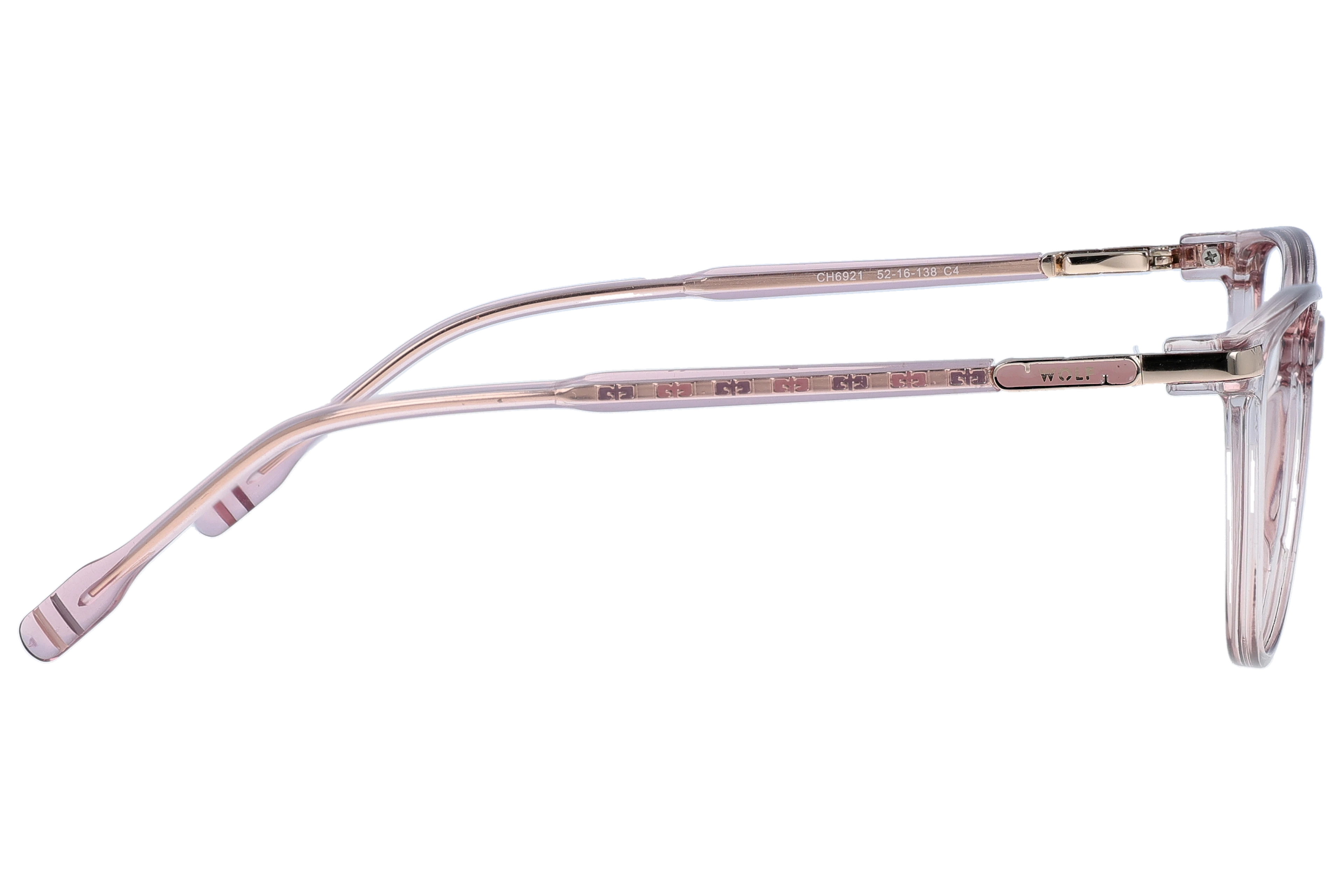 Cat Eye Eyeglasses RL1356 Pink Small optical frame side view, highlighting the temples