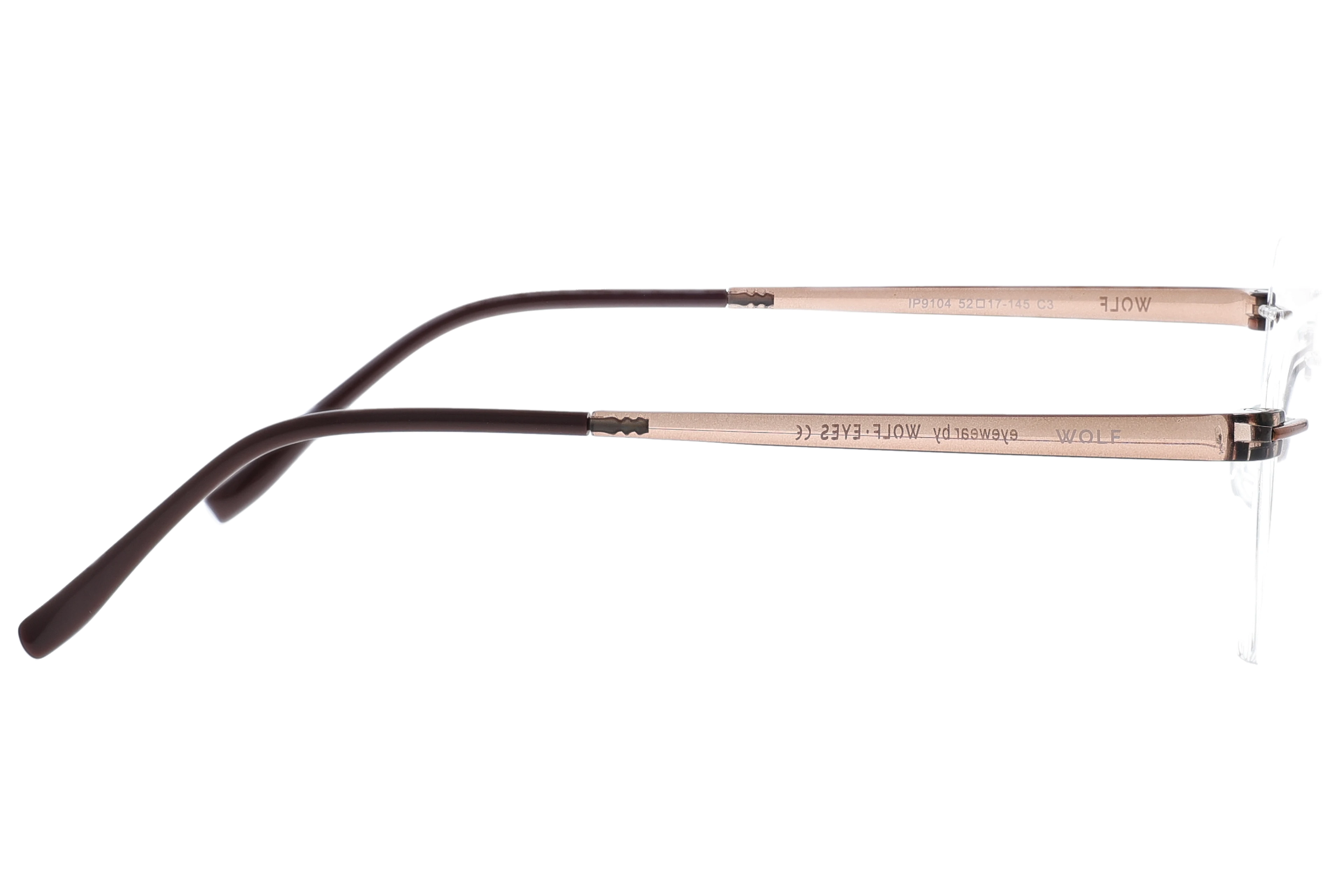 Square Eyeglasses RL1351 Copper Medium optical frame side view, highlighting the temples