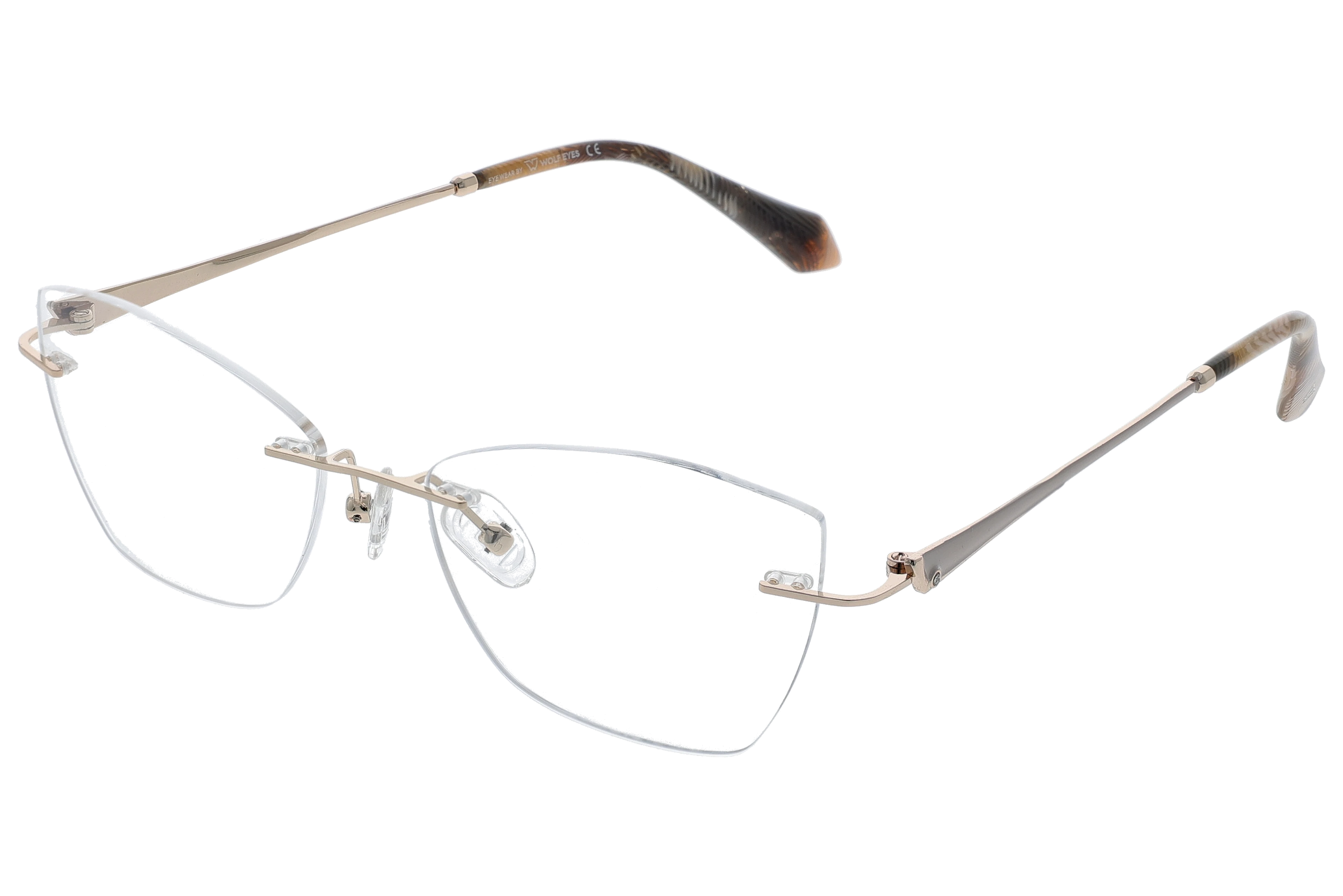 Cat Eye Eyeglasses RL1325 Gold Large optical frame angled view for better detail