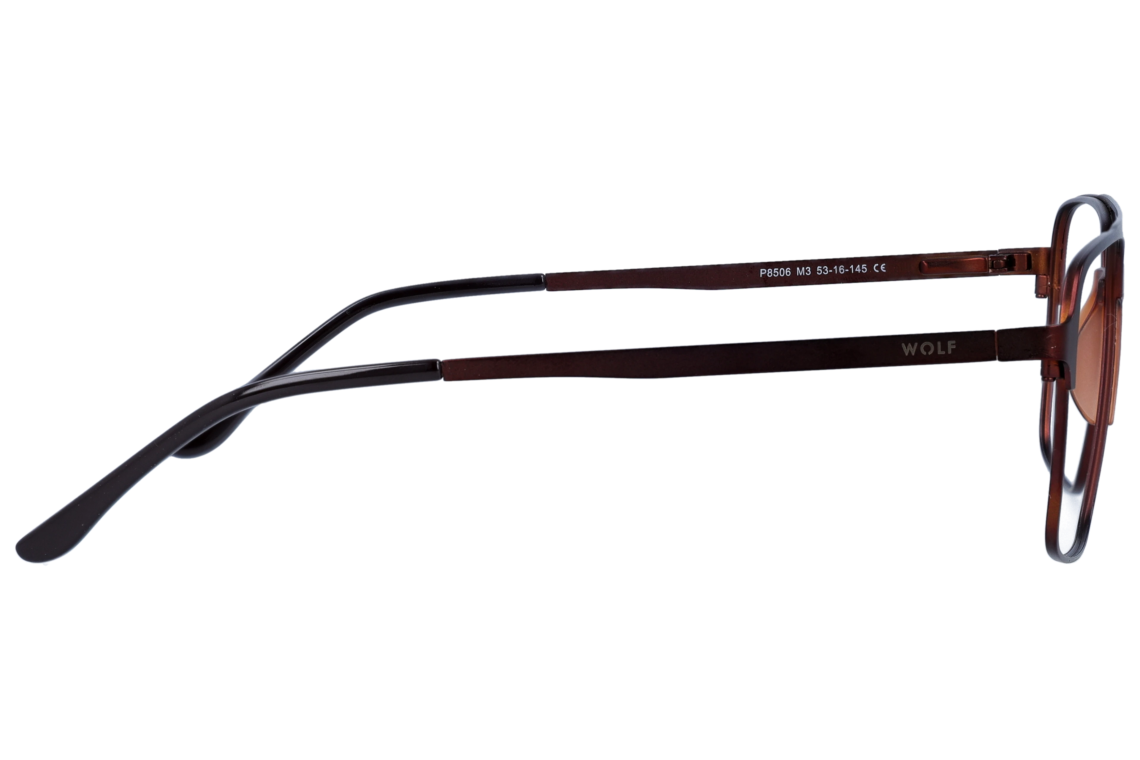 Aviator Eyeglasses RL1316 Brown Medium optical frame side view, highlighting the temples