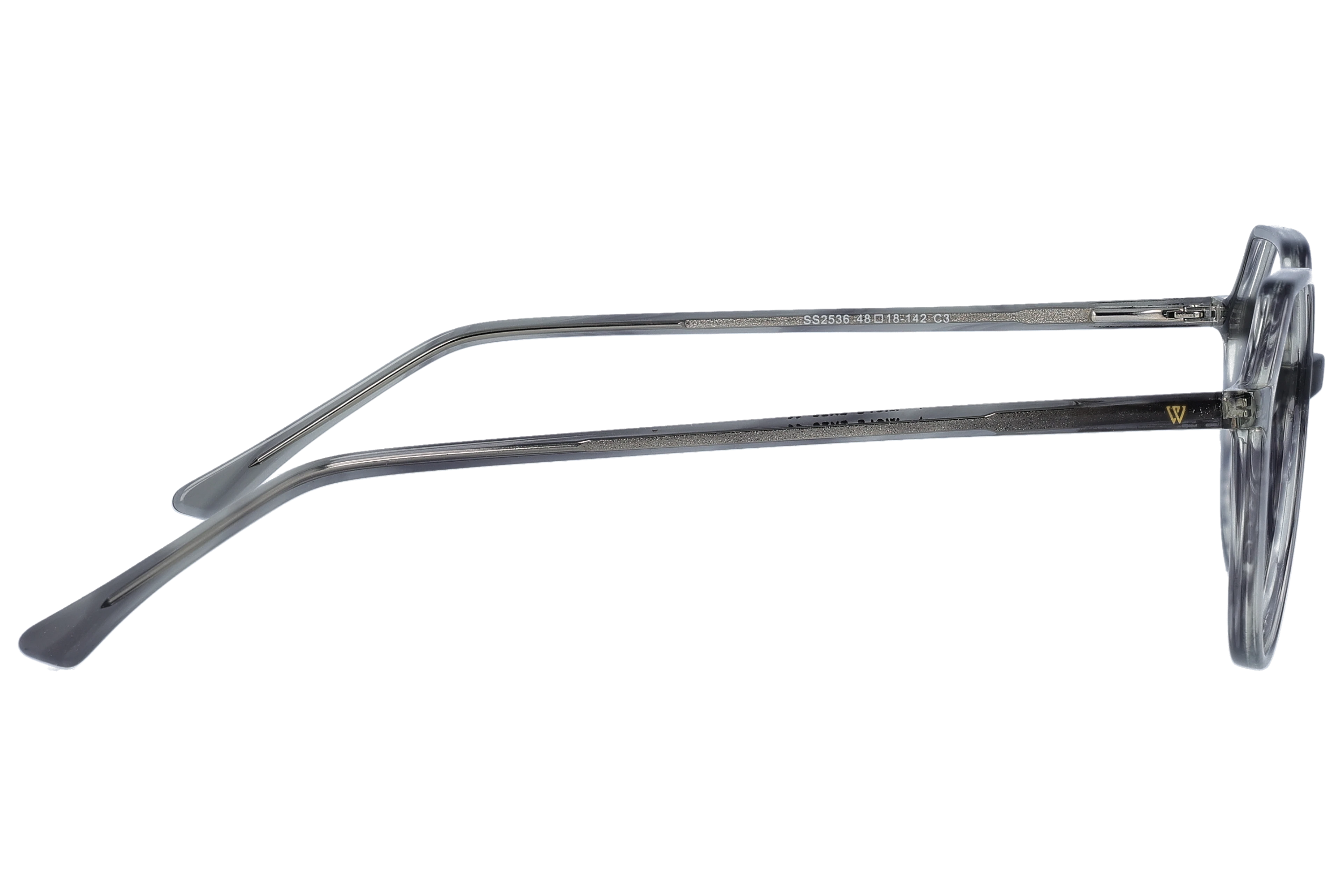 Geometric Eyeglasses RL1364 Grey Small optical frame side view, highlighting the temples